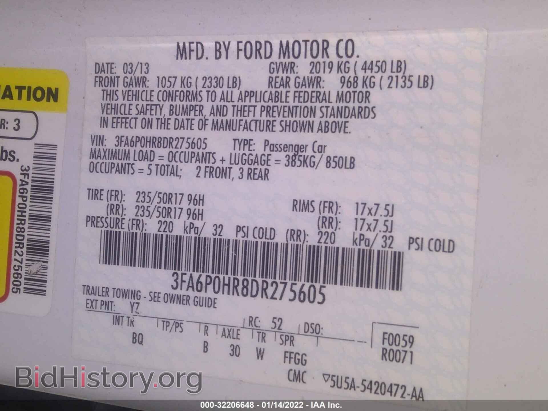 2013 FORD FUSION - VIN: 3FA6P0HR8DR275605 - Фото 9