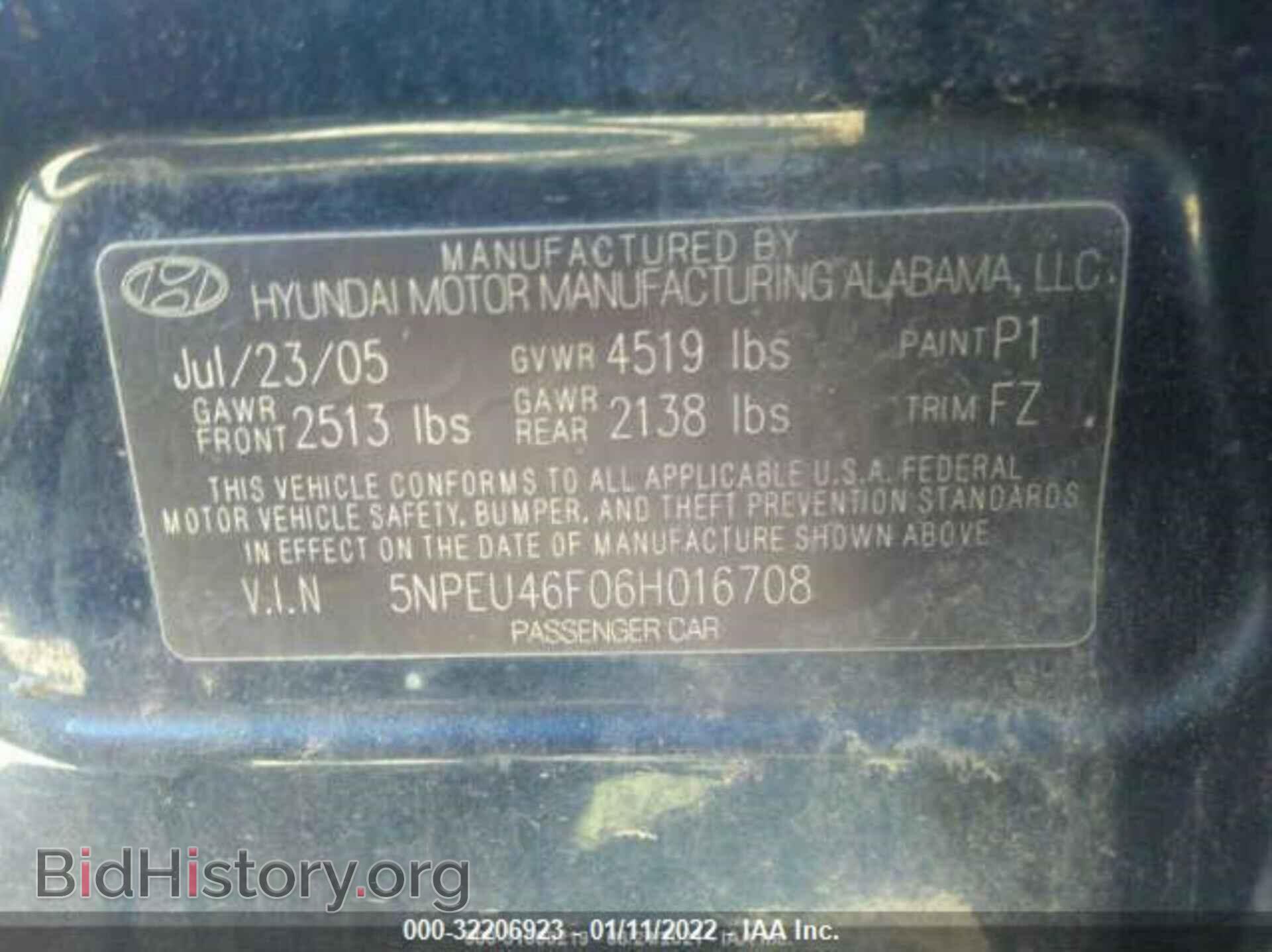 2006 HYUNDAI SONATA - VIN: 5NPEU46F06H016708 - Фото 9