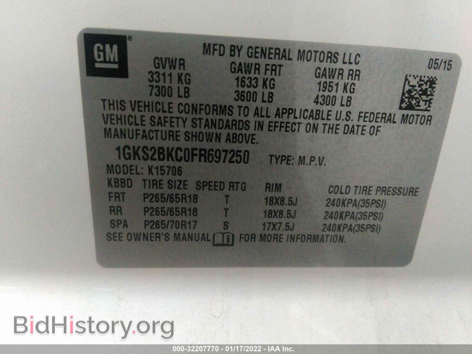2015 GMC YUKON - VIN: 1GKS2BKC0FR697250 - Фото 9