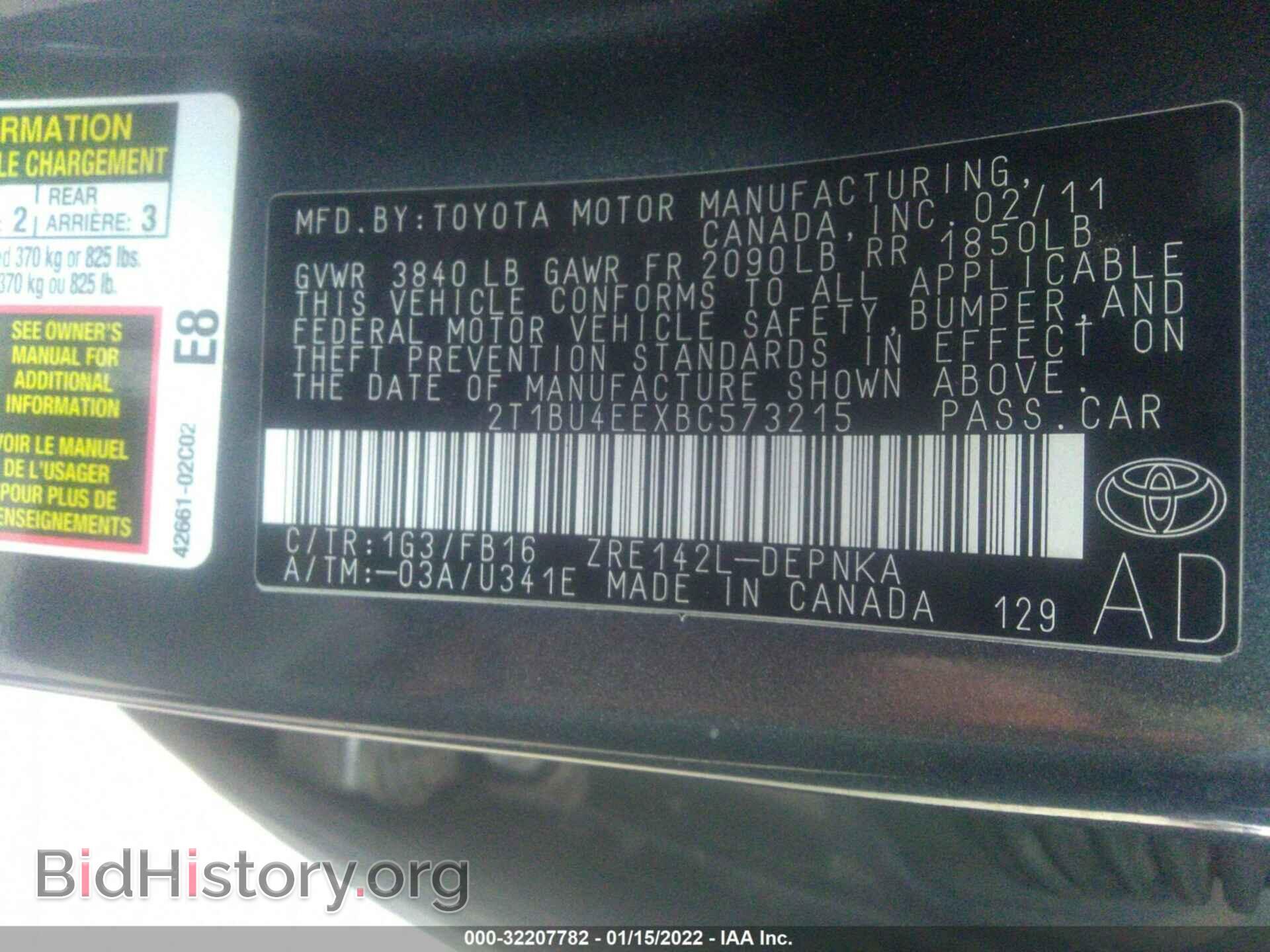 2011 TOYOTA COROLLA - VIN: 2T1BU4EEXBC573215 - Фото 9
