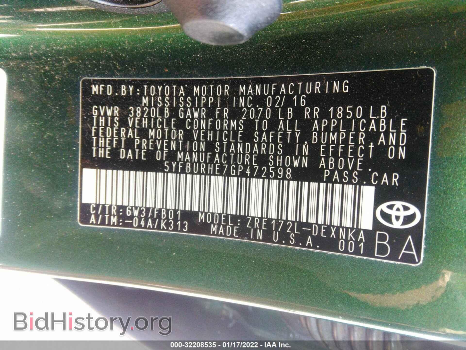 2016 TOYOTA COROLLA - VIN: 5YFBURHE7GP472598 - Photo 9