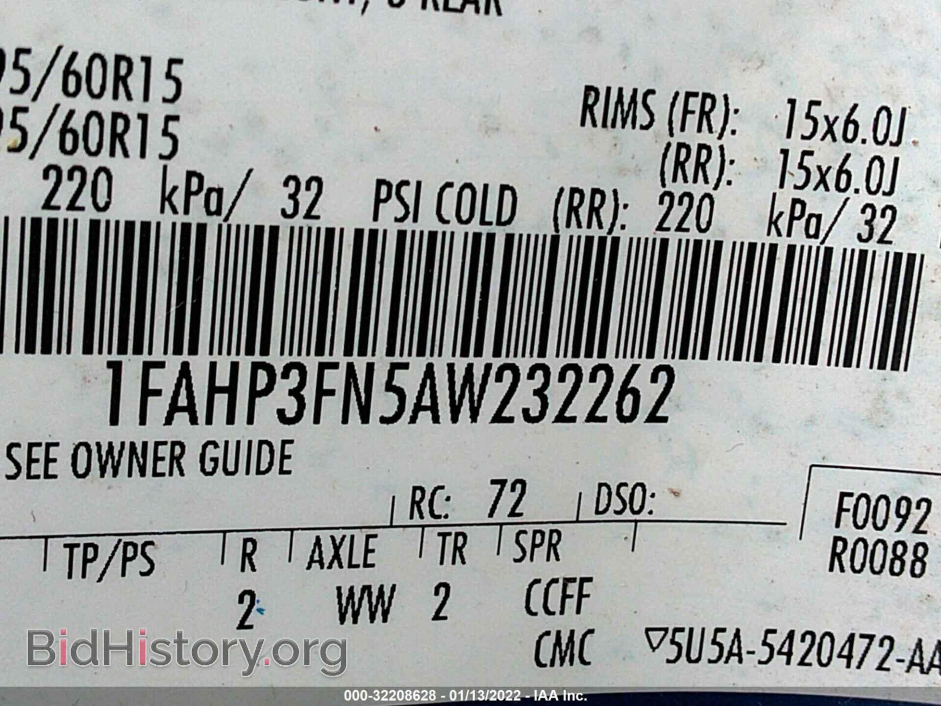2010 FORD FOCUS - VIN: 1FAHP3FN5AW232262 - Фото 9