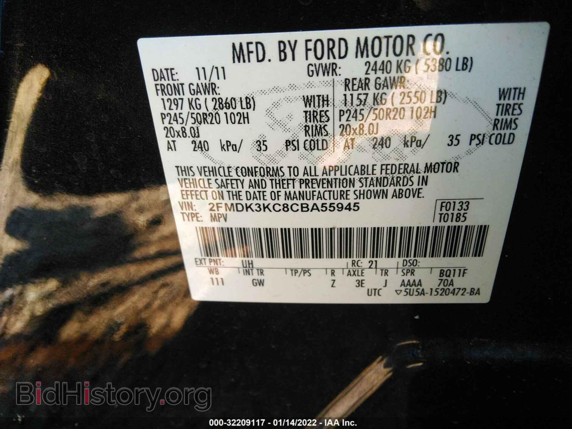 2012 FORD EDGE - VIN: 2FMDK3KC8CBA55945 - Фото 9