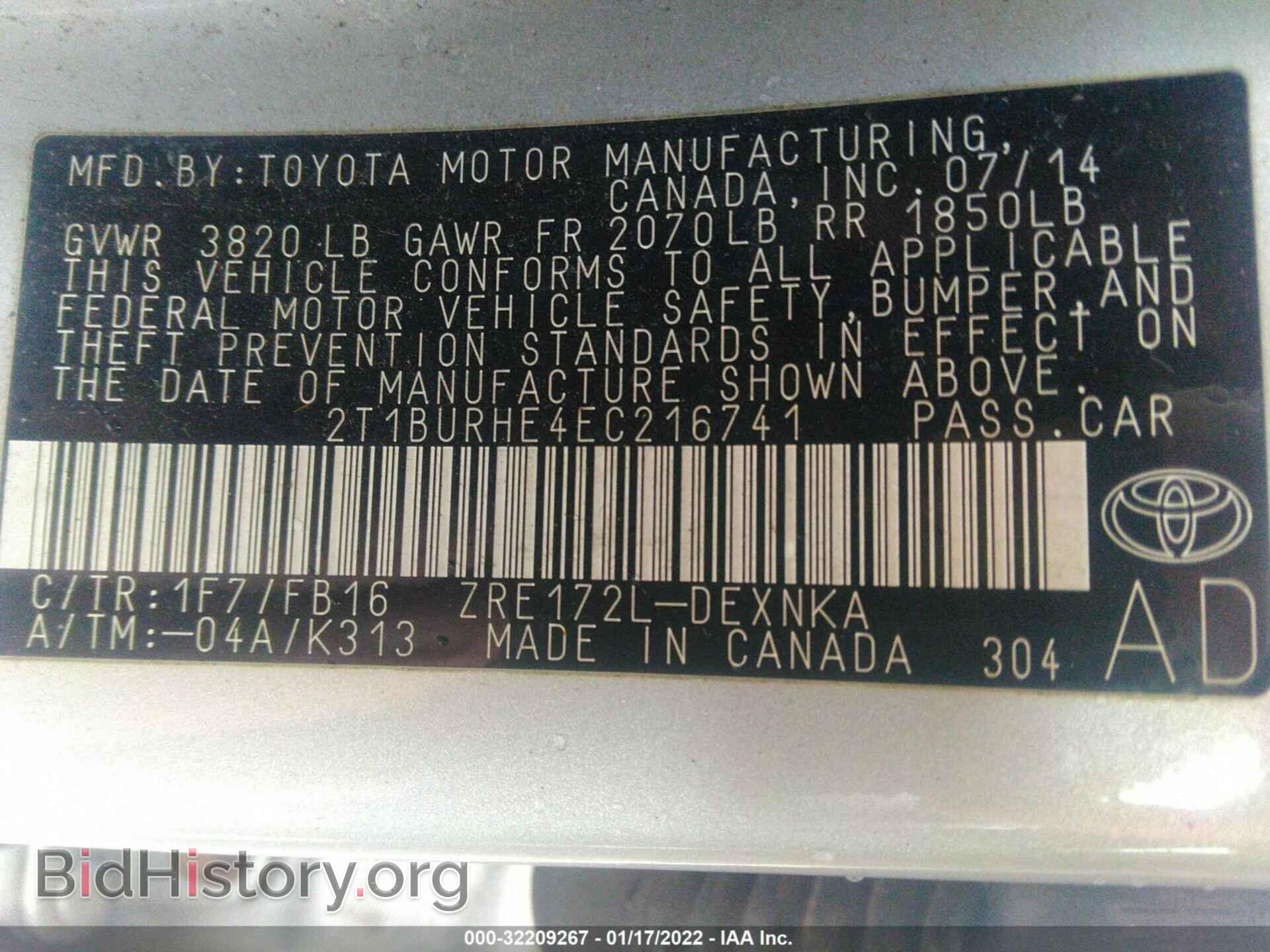 2014 TOYOTA COROLLA - VIN: 2T1BURHE4EC216741 - Photo 9