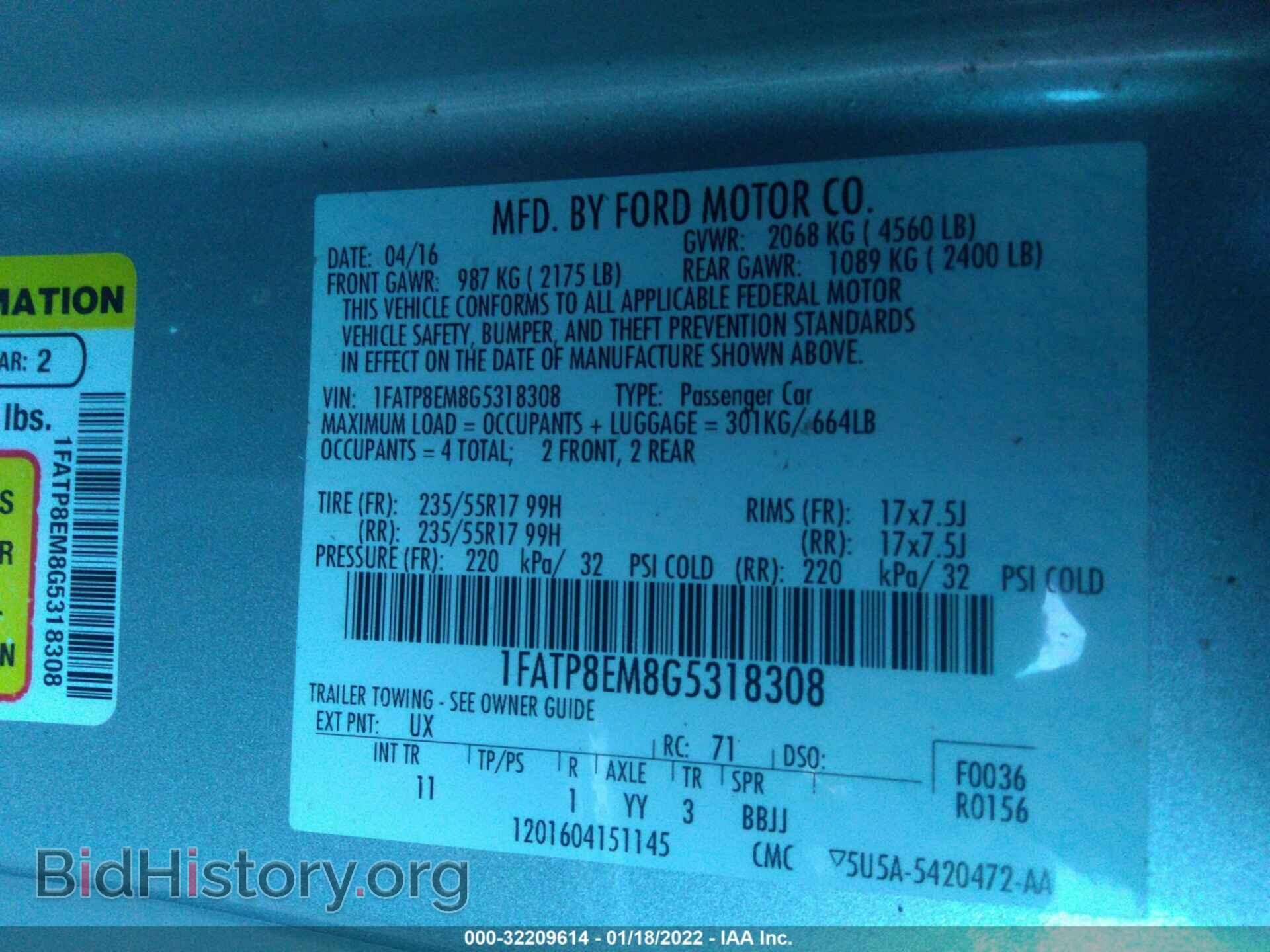 2016 FORD MUSTANG - VIN: 1FATP8EM8G5318308 - Фото 9