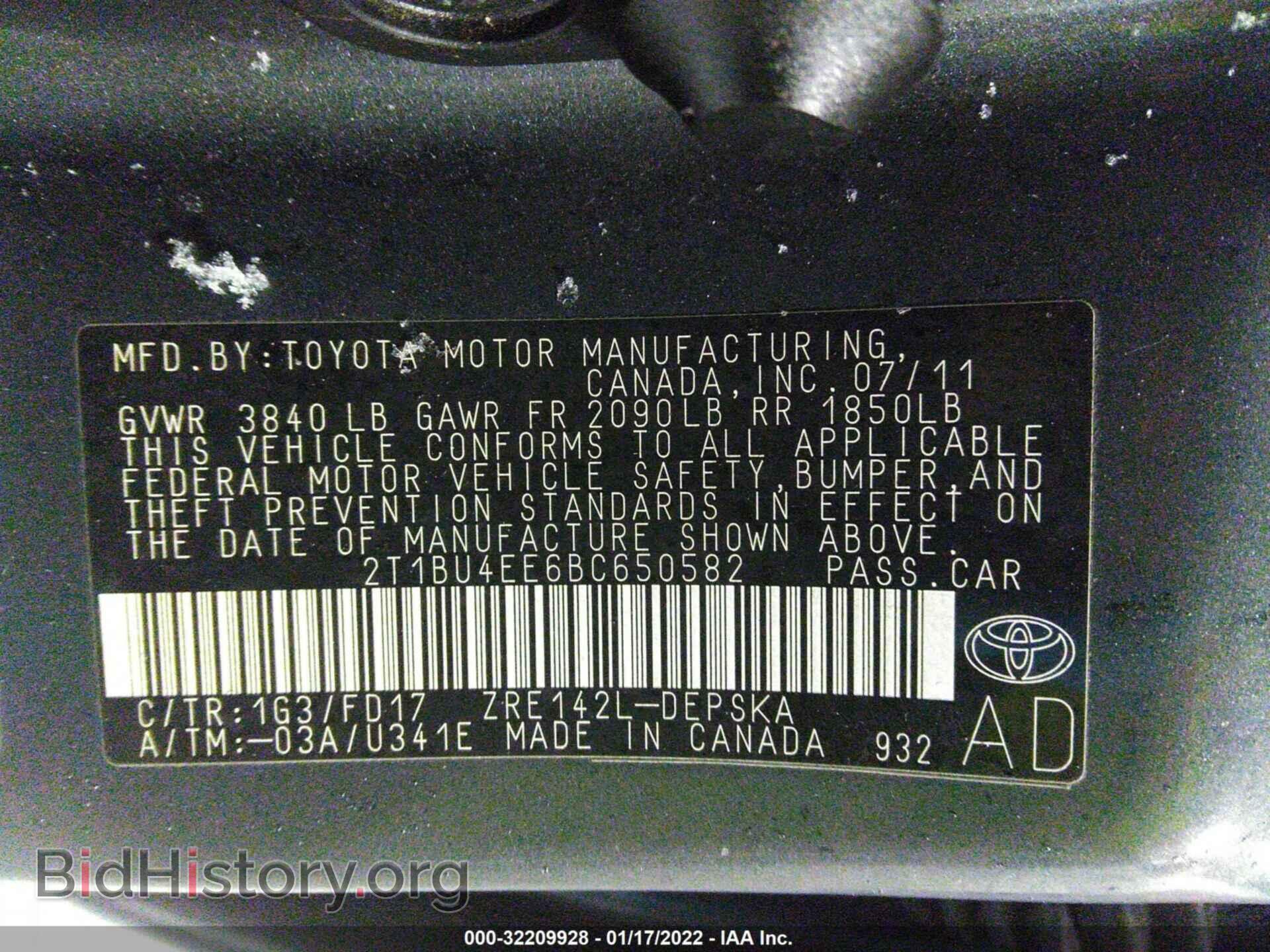 2011 TOYOTA COROLLA - VIN: 2T1BU4EE6BC650582 - Фото 9