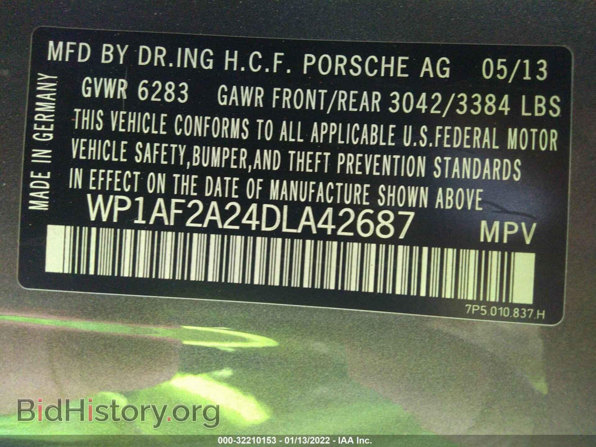 2013 PORSCHE CAYENNE - VIN: WP1AF2A24DLA42687 - Фото 9