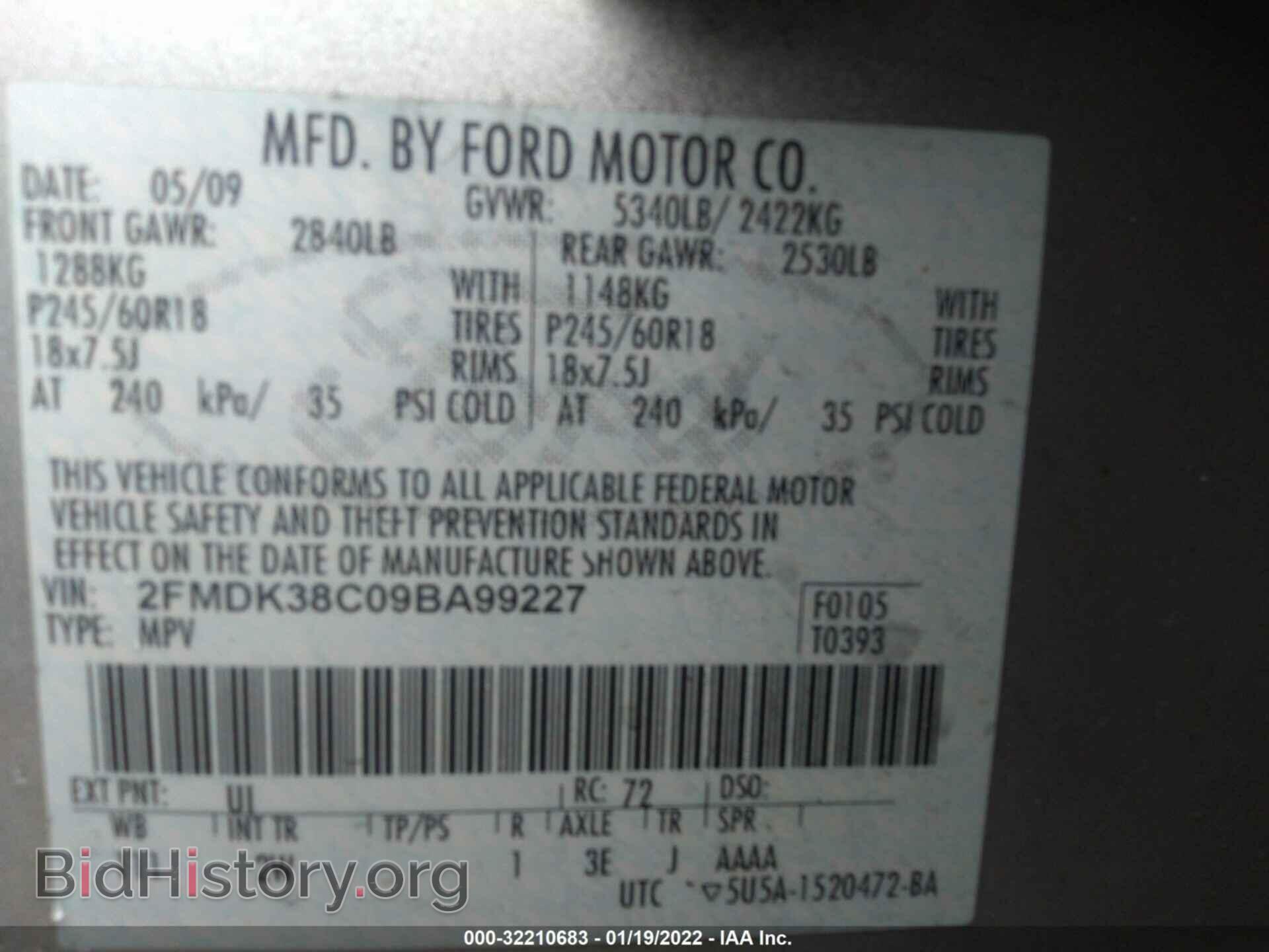 2009 FORD EDGE - VIN: 2FMDK38C09BA99227 - Photo 9