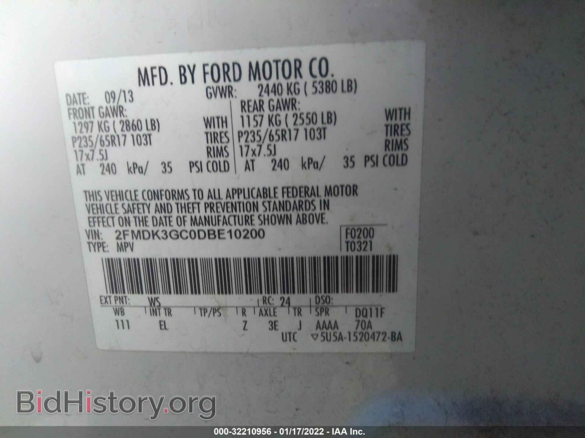 2013 FORD EDGE - VIN: 2FMDK3GC0DBE10200 - Photo 9