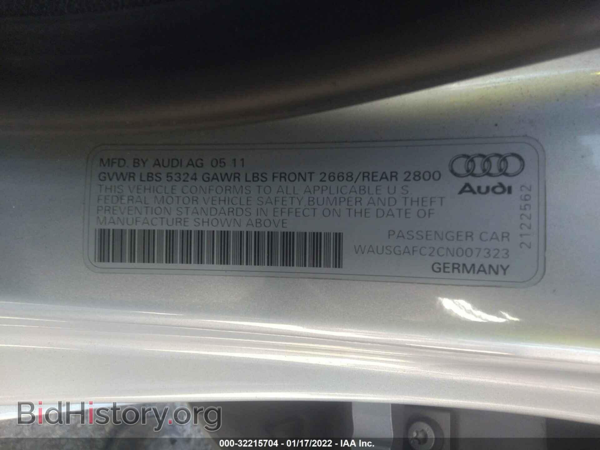2012 AUDI A7 - VIN: WAUSGAFC2CN007323 - Фото 9