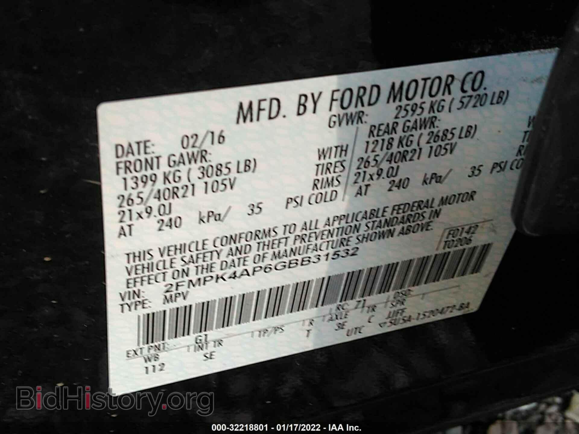2016 FORD EDGE - VIN: 2FMPK4AP6GBB31532 - Photo 9