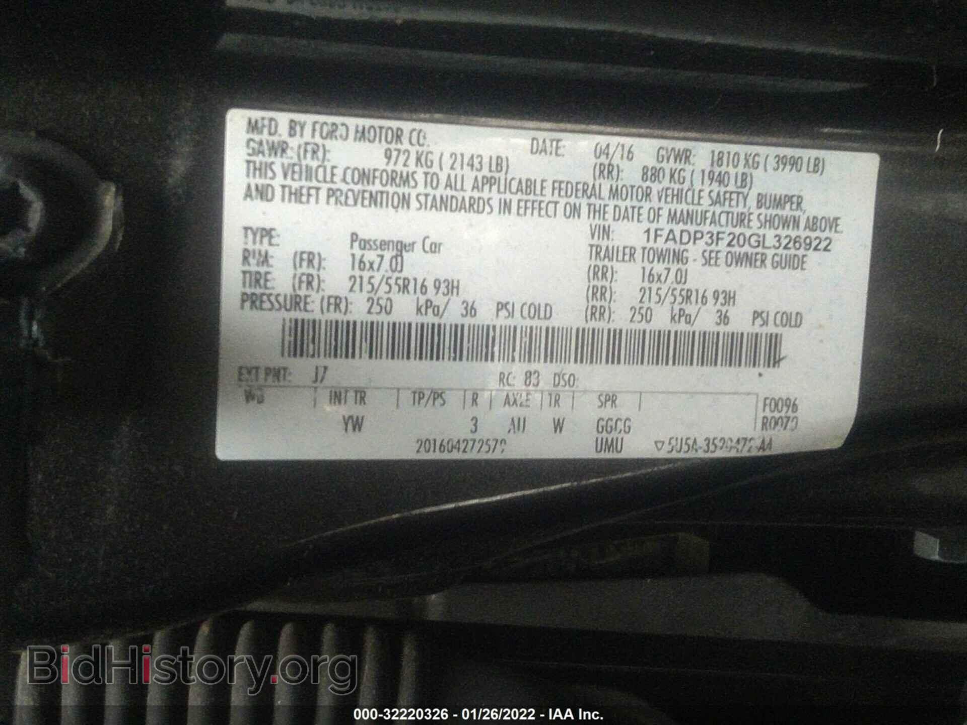2016 FORD FOCUS - VIN: 1FADP3F20GL326922 - Фото 8