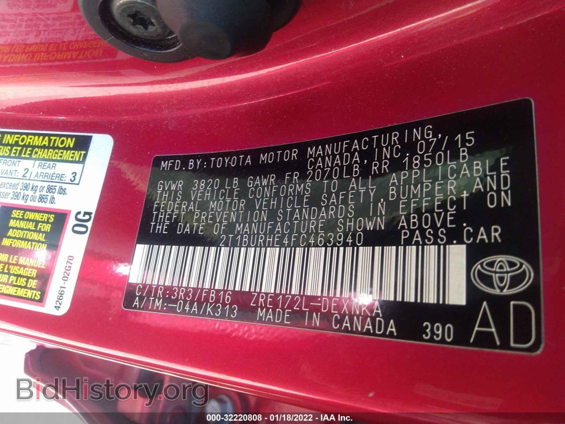 2015 TOYOTA COROLLA - VIN: 2T1BURHE4FC463940 - Photo 9