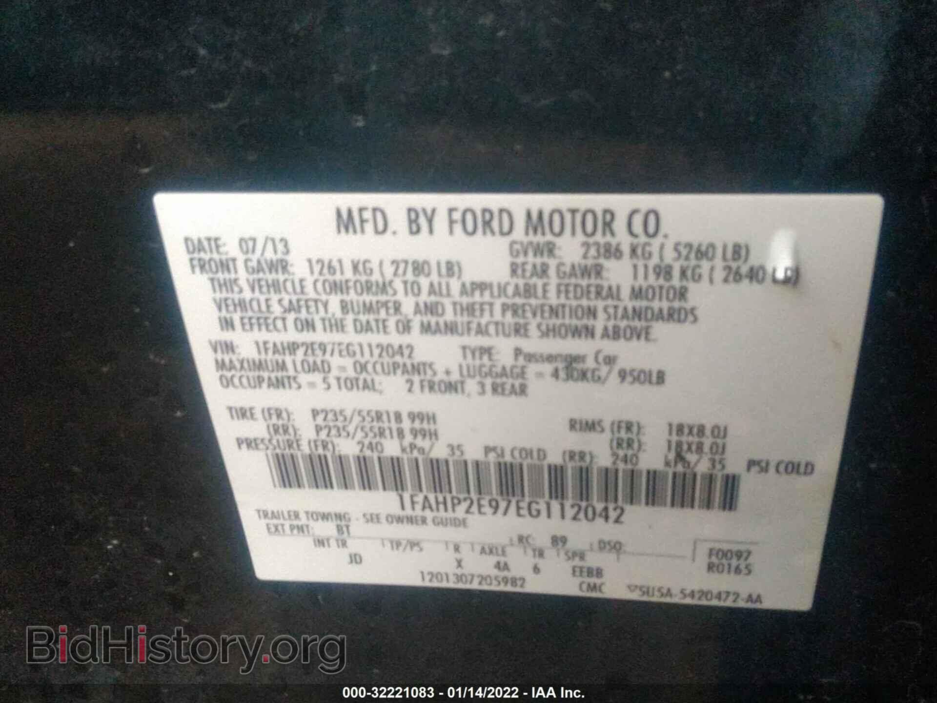 2014 FORD TAURUS - VIN: 1FAHP2E97EG112042 - Фото 9