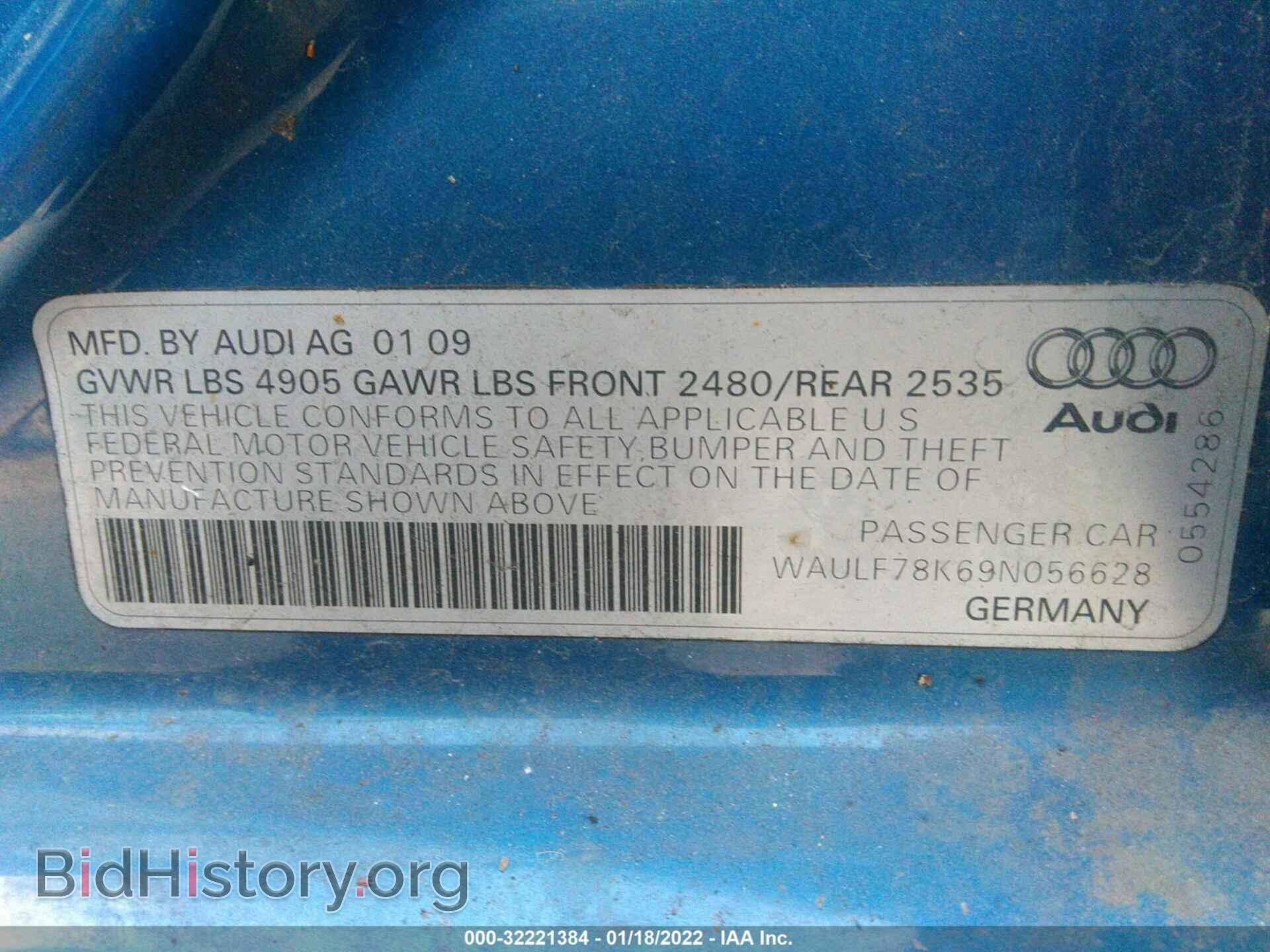 2009 AUDI A4 - VIN: WAULF78K69N056628 - Фото 9