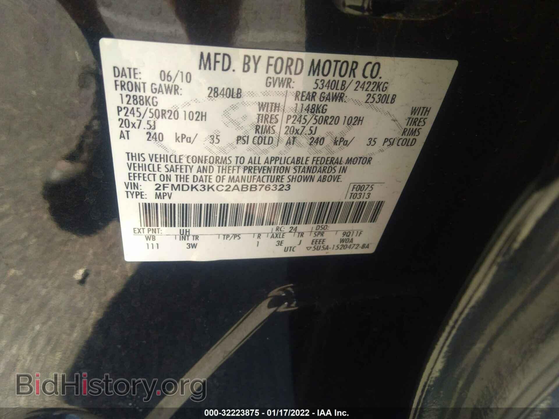 2010 FORD EDGE - VIN: 2FMDK3KC2ABB76323 - Фото 9
