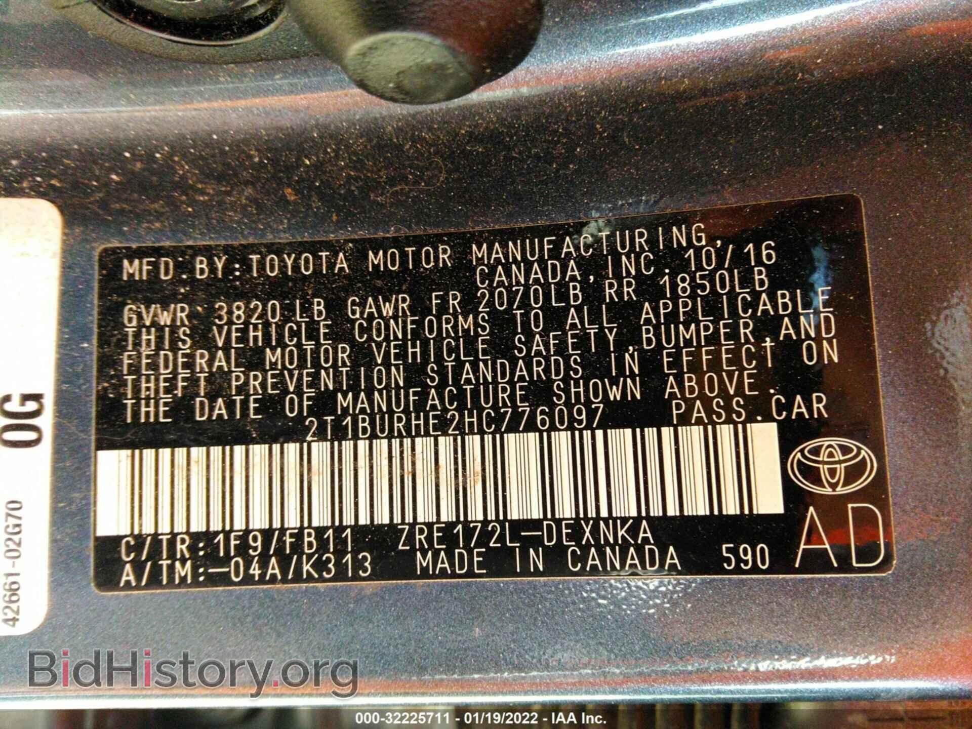 2017 TOYOTA COROLLA - VIN: 2T1BURHE2HC776097 - Фото 9