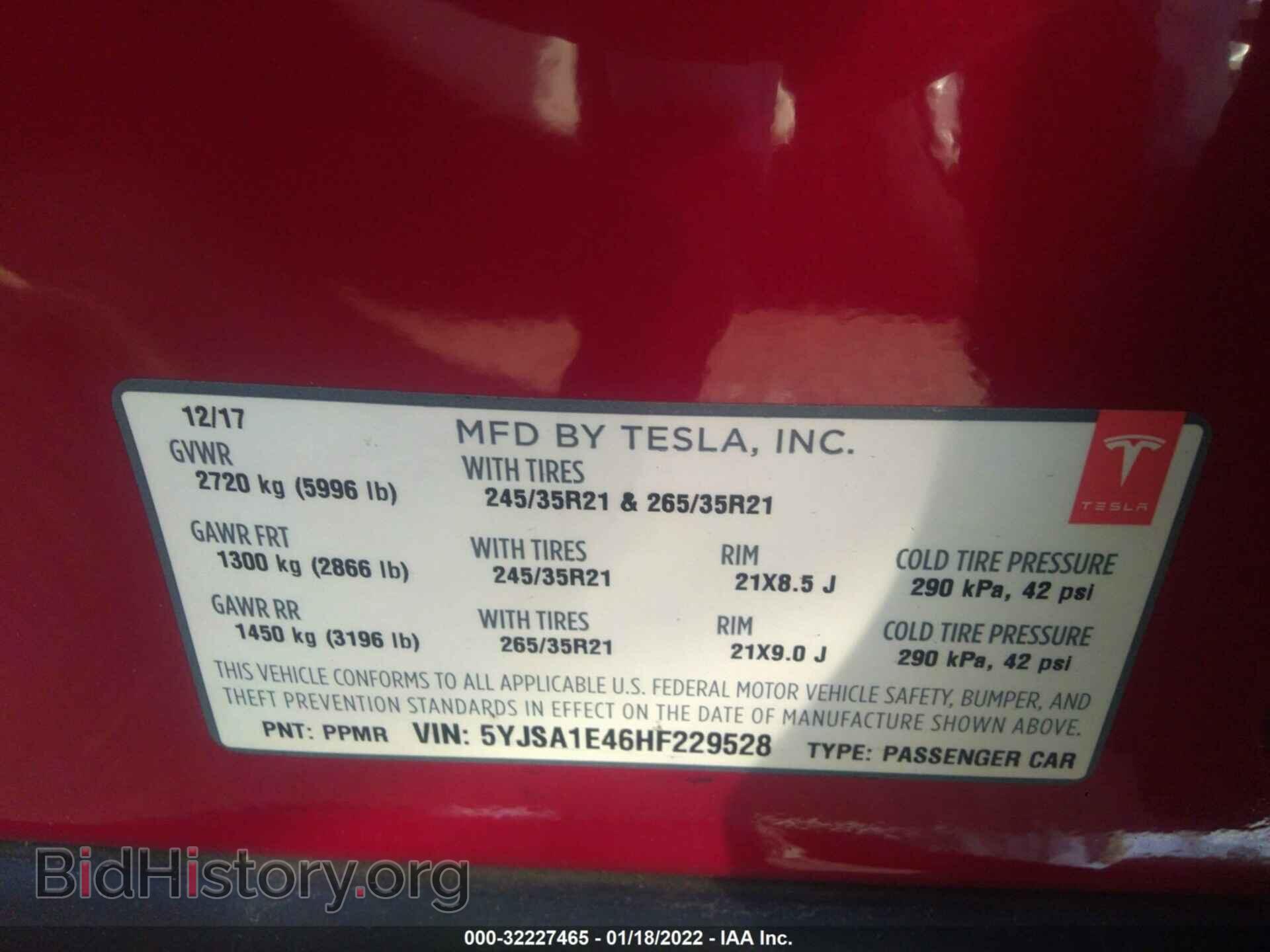 2017 TESLA MODEL S - VIN: 5YJSA1E46HF229528 - Фото 9