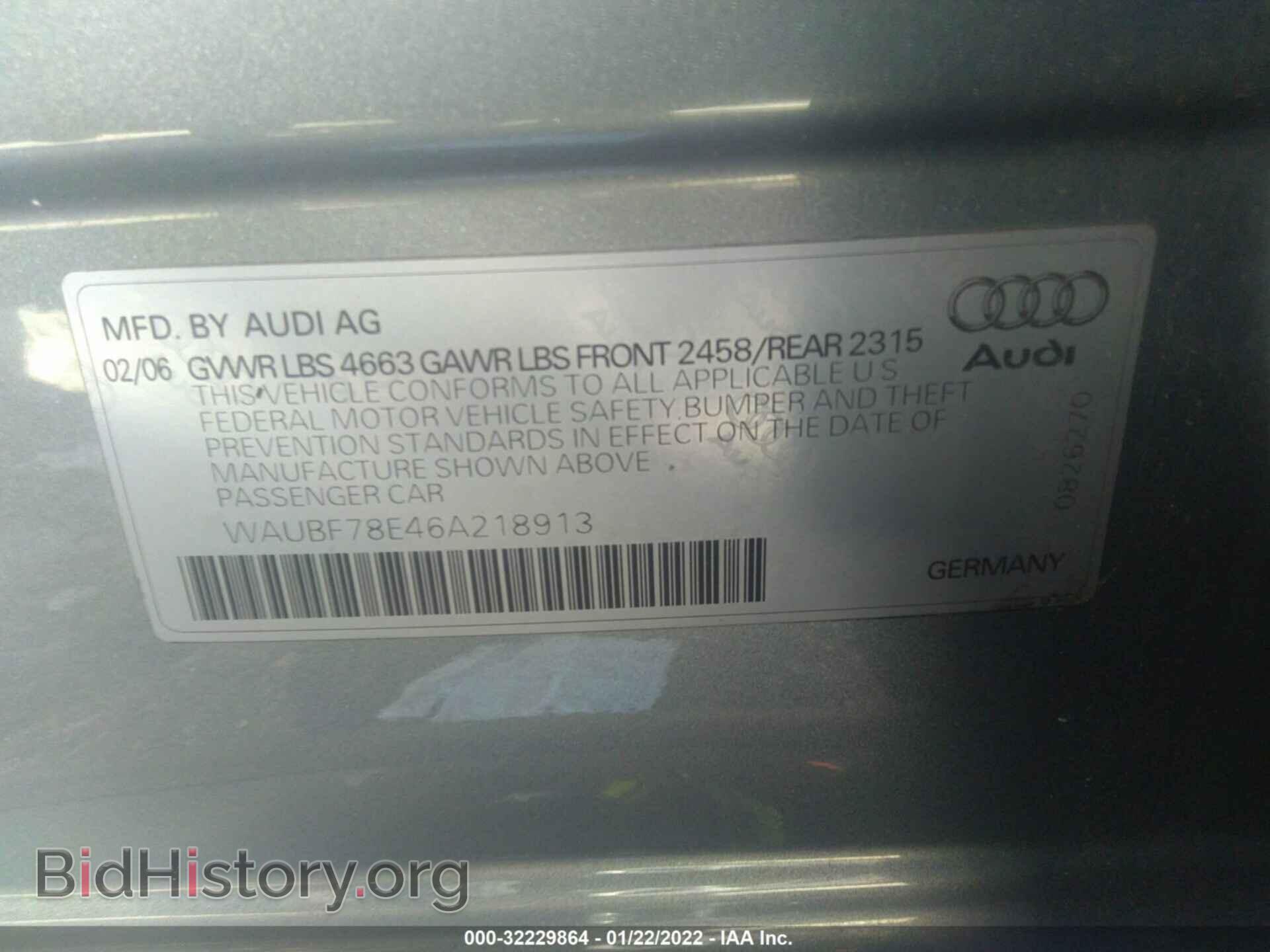 2006 AUDI A4 - VIN: WAUBF78E46A218913 - Photo 9