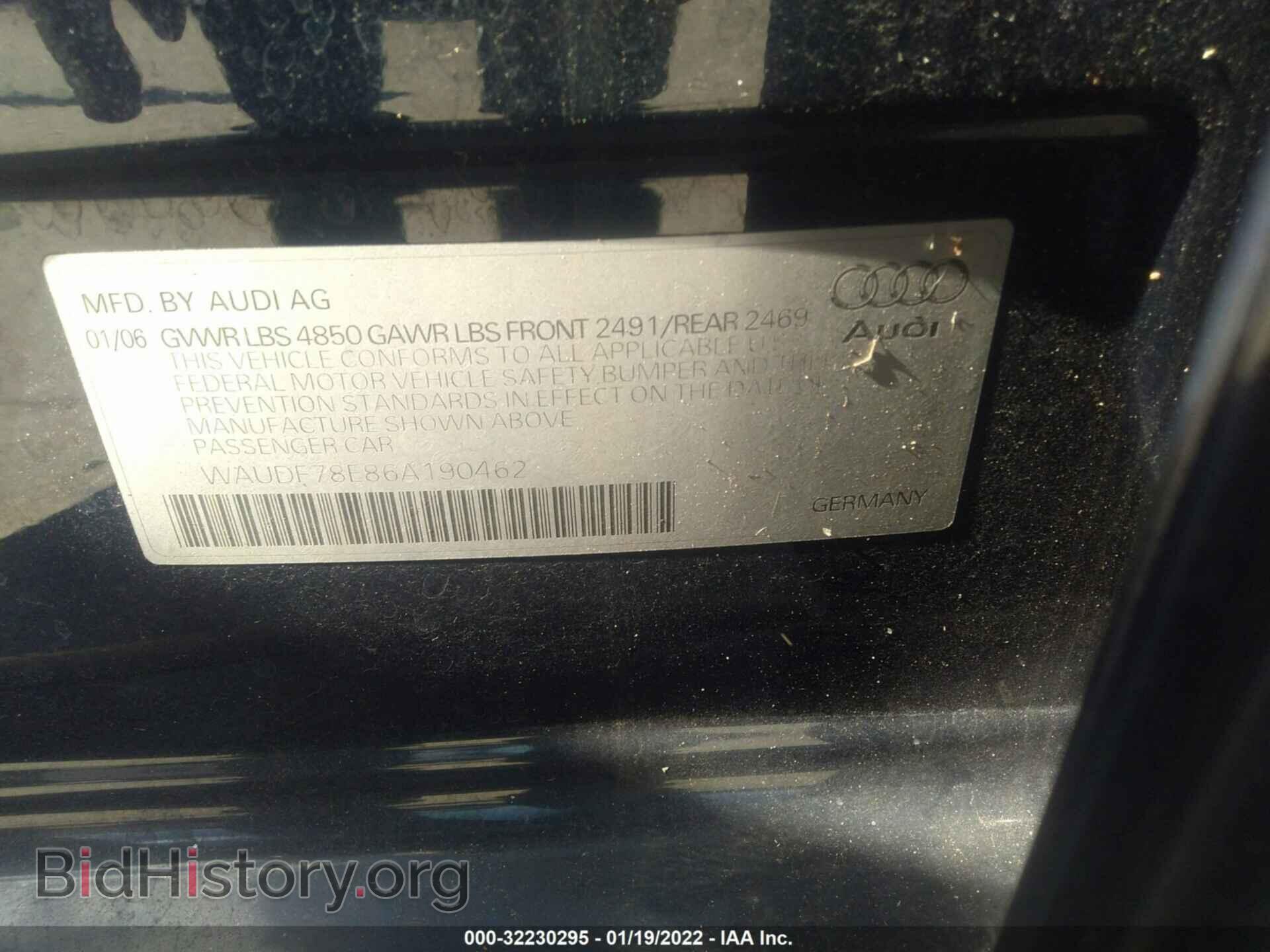 2006 AUDI A4 - VIN: WAUDF78E86A190462 - Фото 9