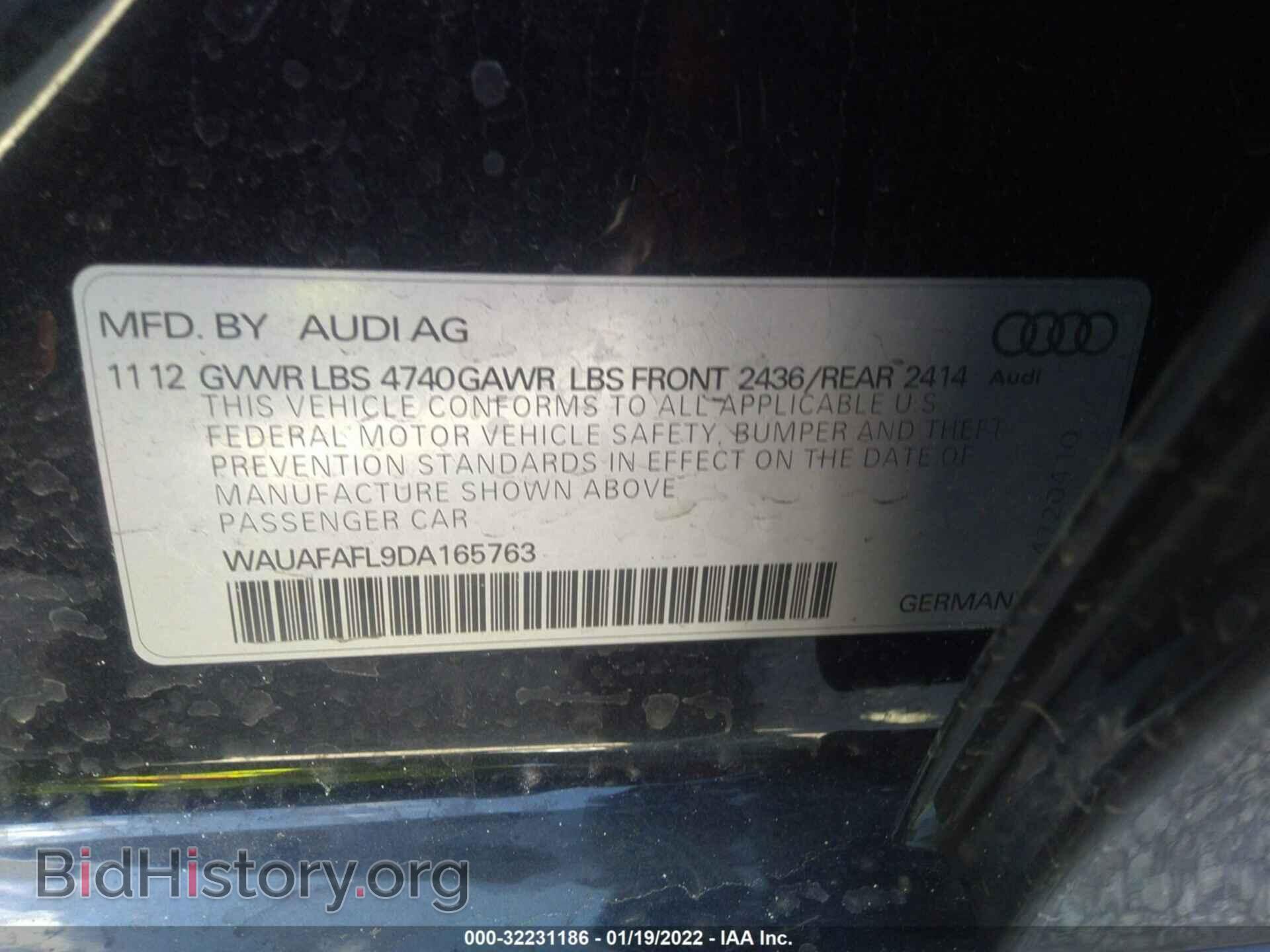 2013 AUDI A4 - VIN: WAUAFAFL9DA165763 - Фото 9
