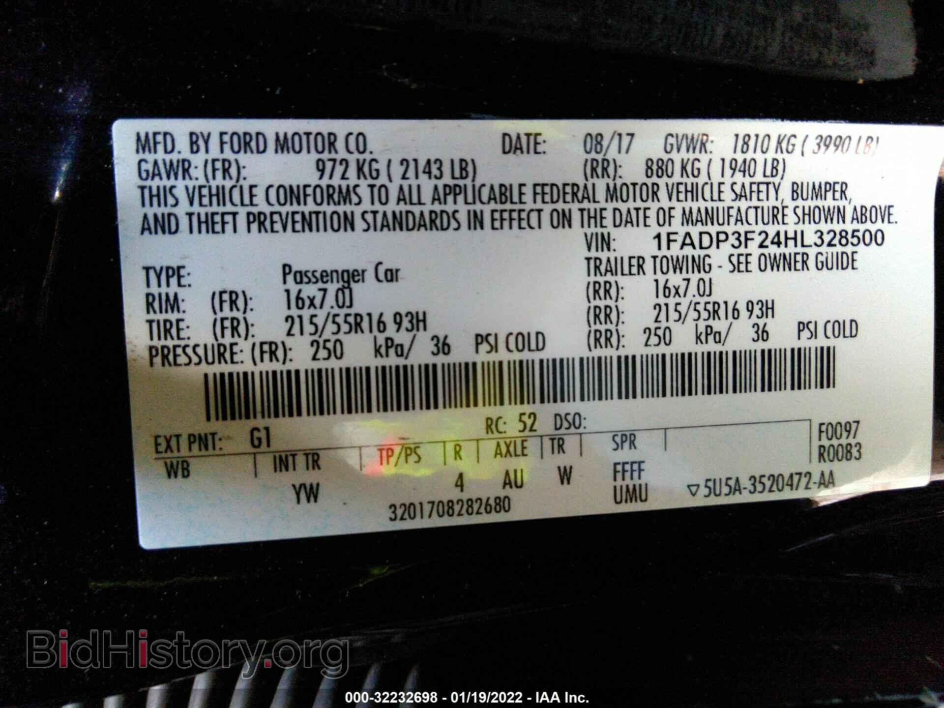 2017 FORD FOCUS - VIN: 1FADP3F24HL328500 - Фото 9