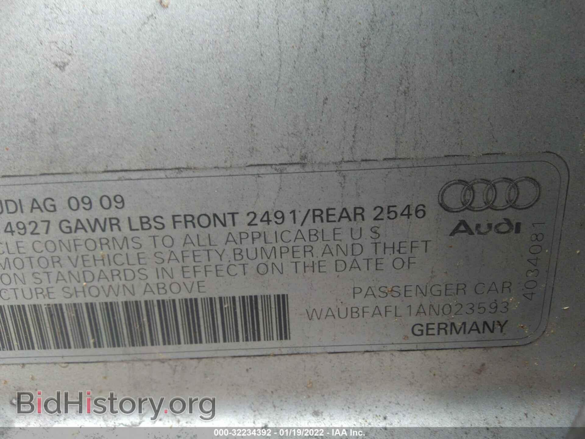 2010 AUDI A4 - VIN: WAUBFAFL1AN023593 - Фото 9
