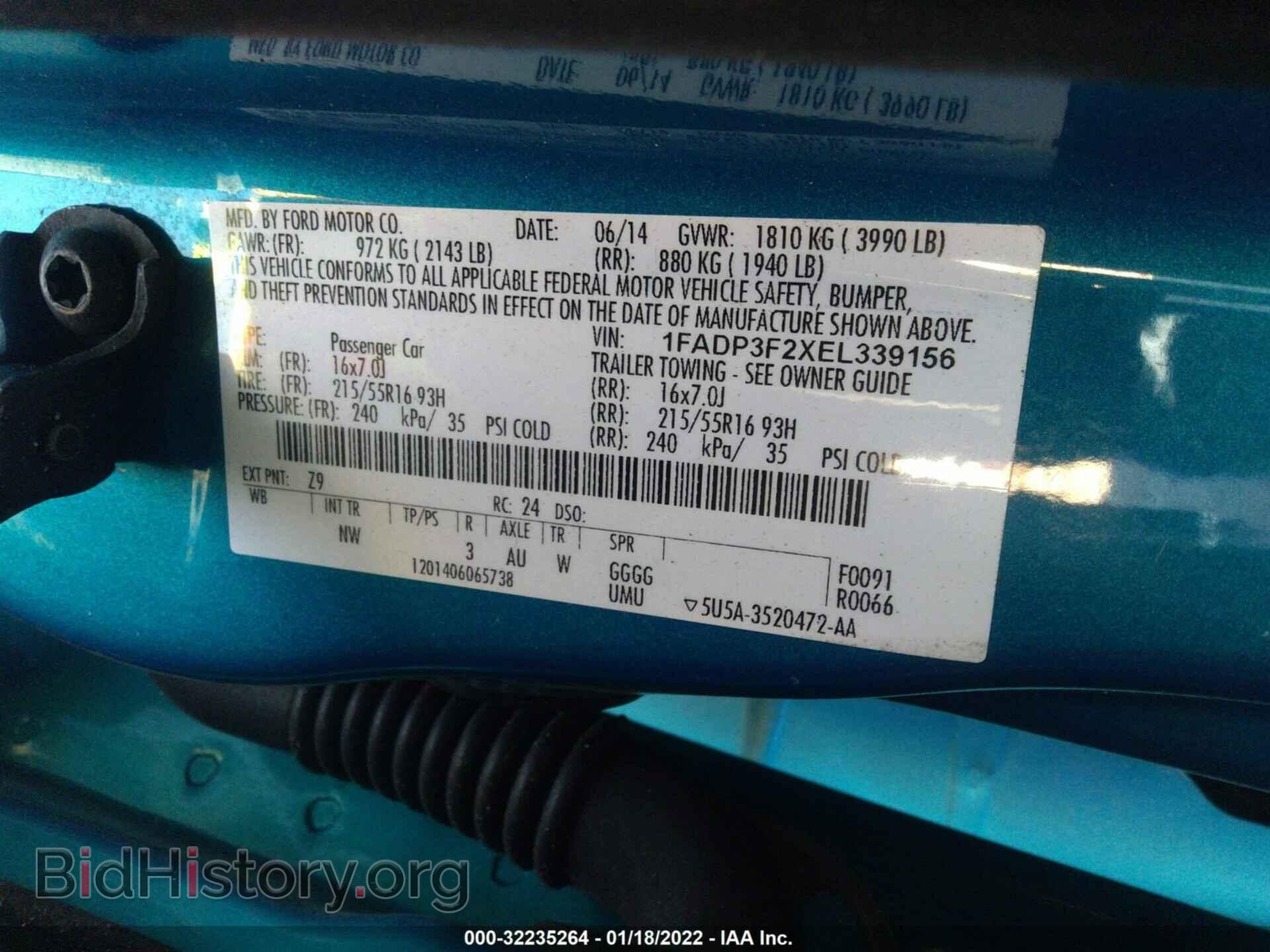 2014 FORD FOCUS - VIN: 1FADP3F2XEL339156 - Фото 9