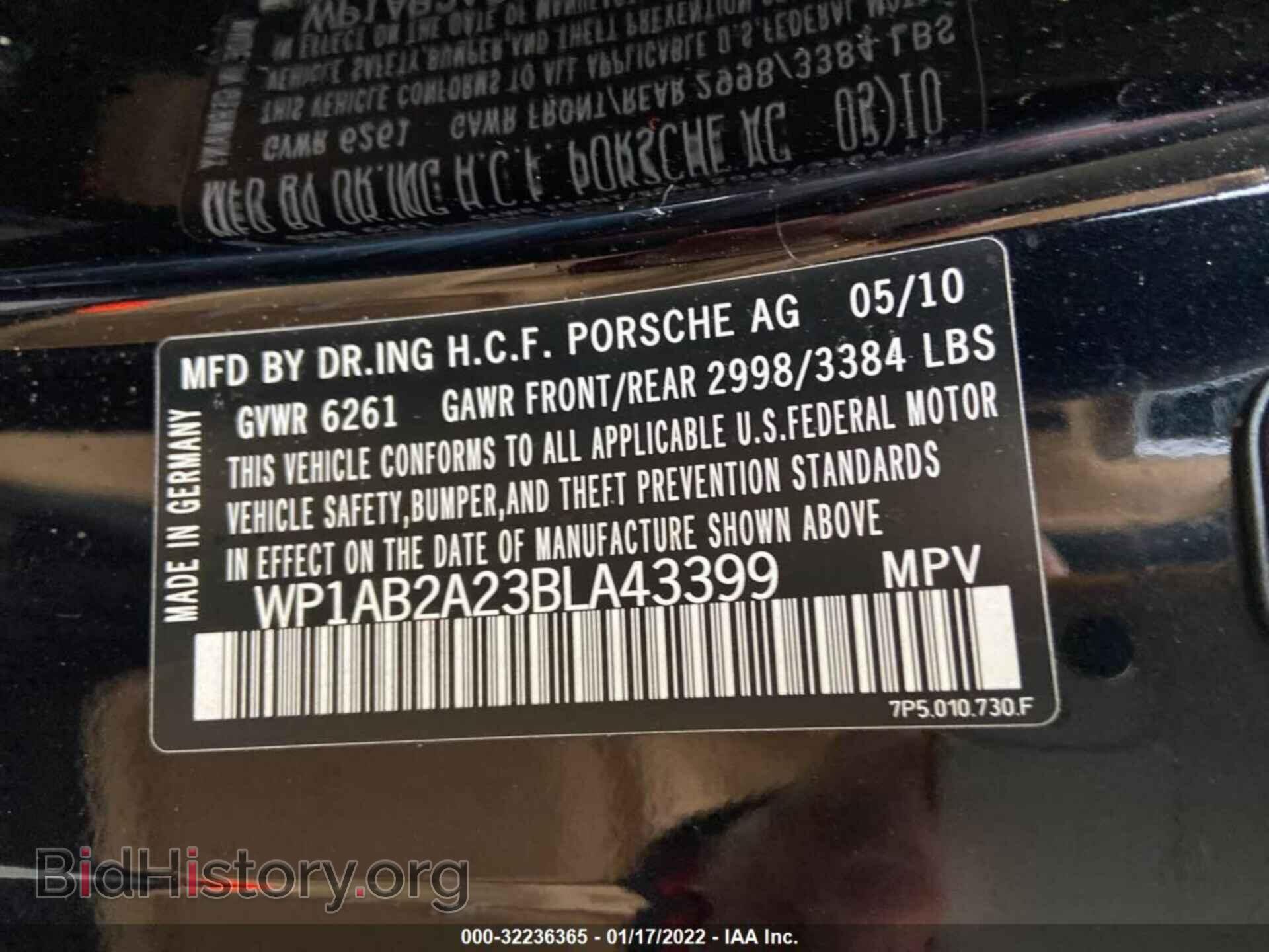 2011 PORSCHE CAYENNE - VIN: WP1AB2A23BLA43399 - Photo 9