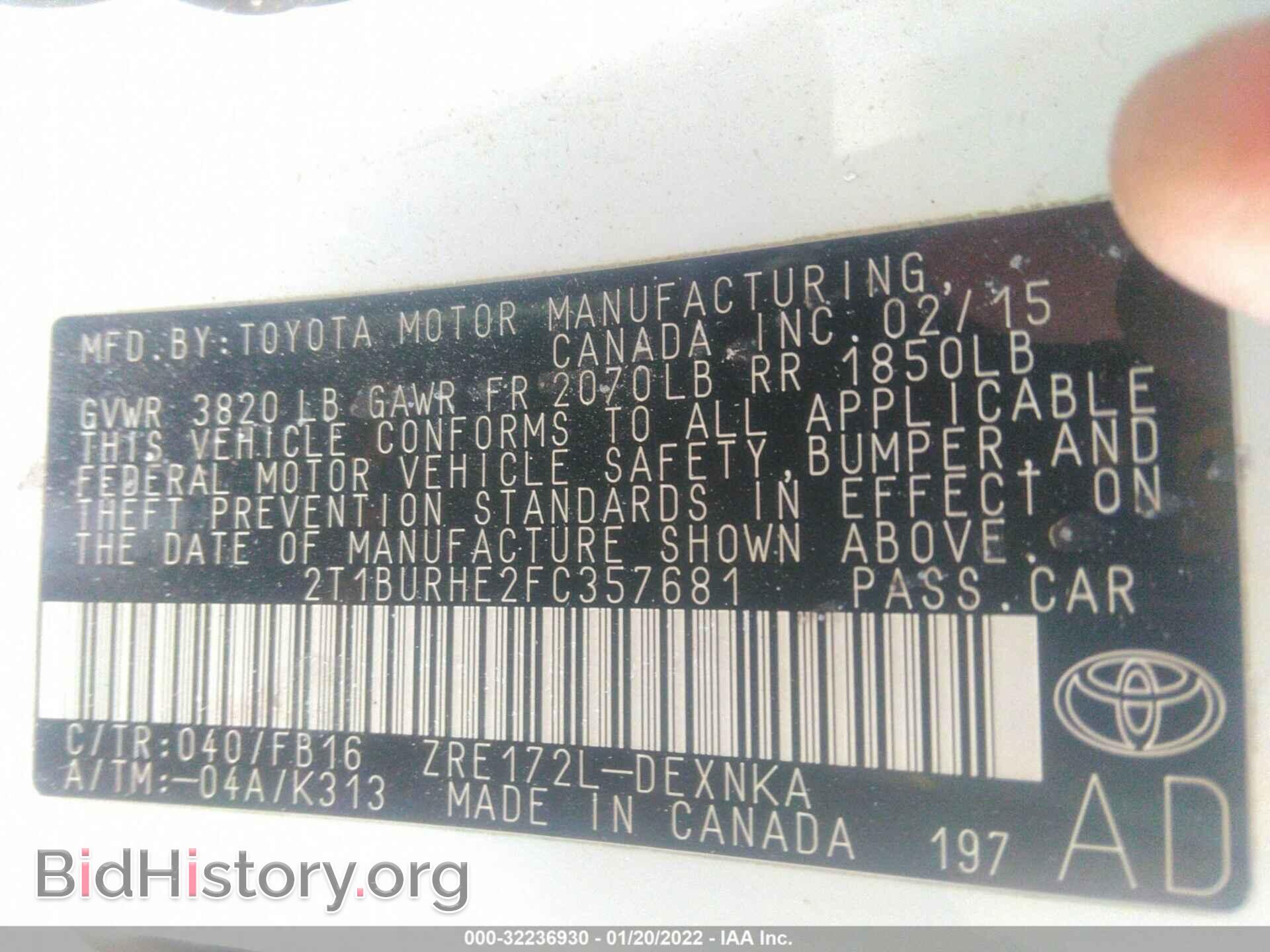 2015 TOYOTA COROLLA - VIN: 2T1BURHE2FC357681 - Photo 9