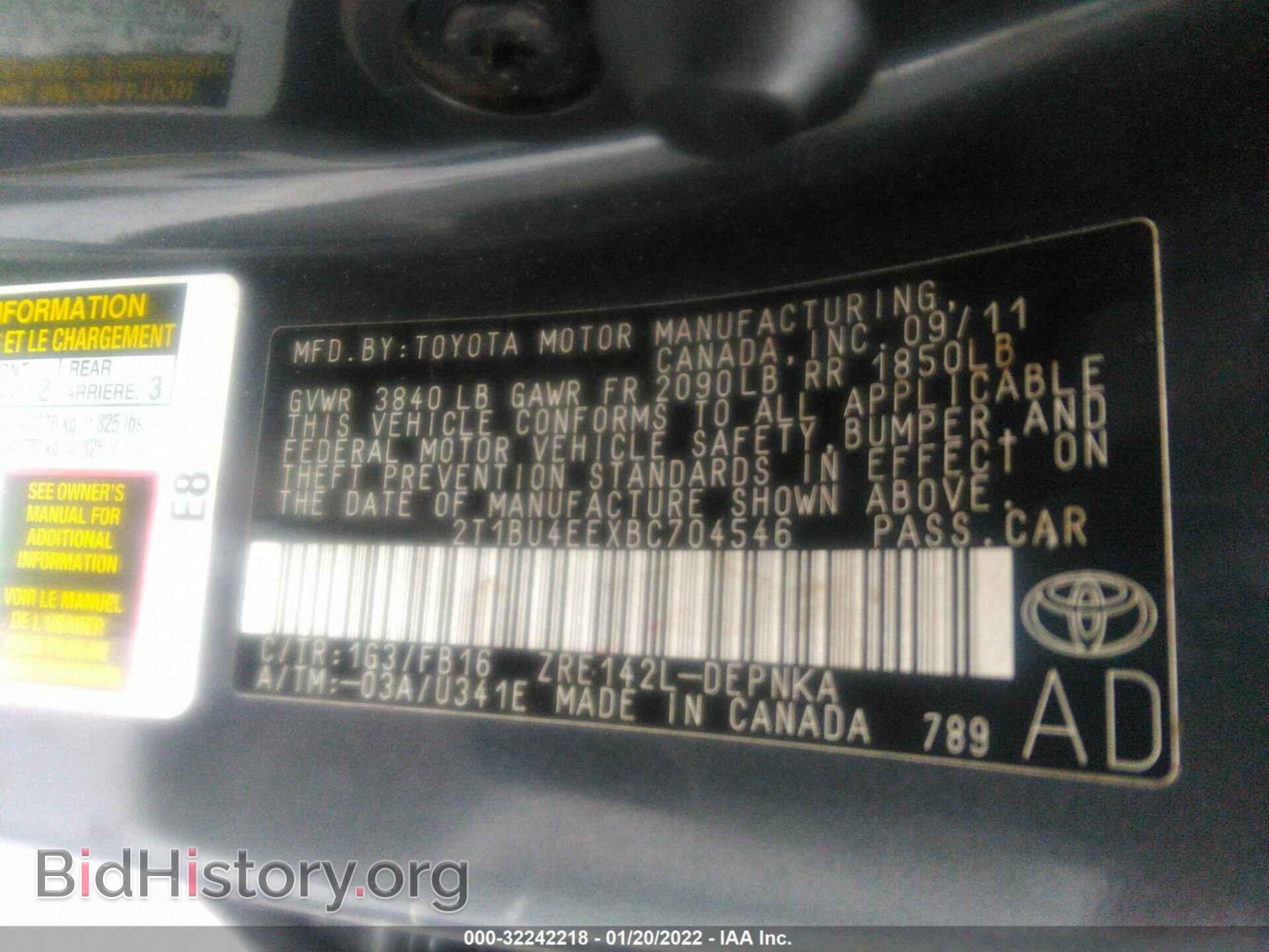 2011 TOYOTA COROLLA - VIN: 2T1BU4EEXBC704546 - Фото 9