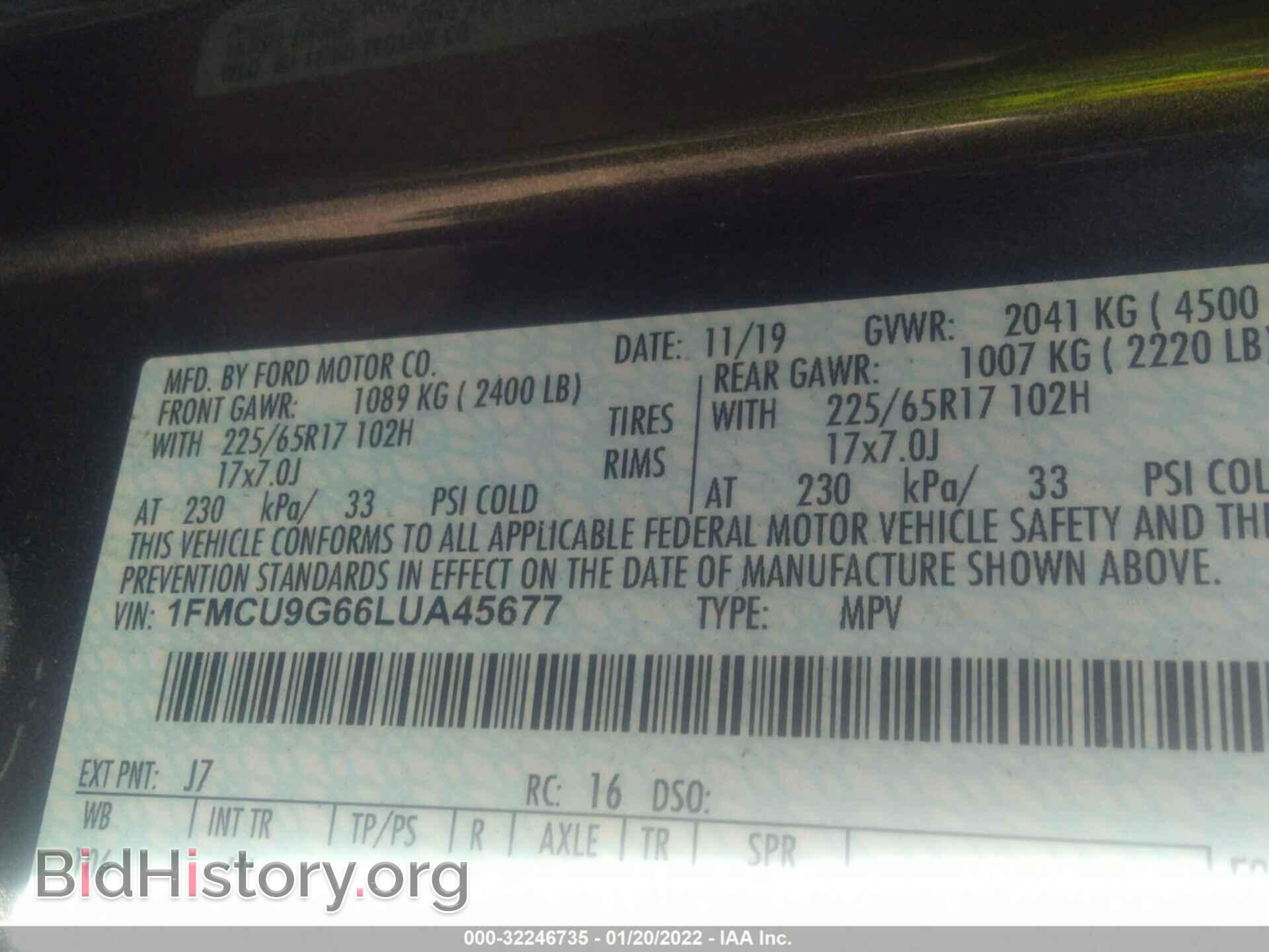 2020 FORD ESCAPE - VIN: 1FMCU9G66LUA45677 - Photo 9