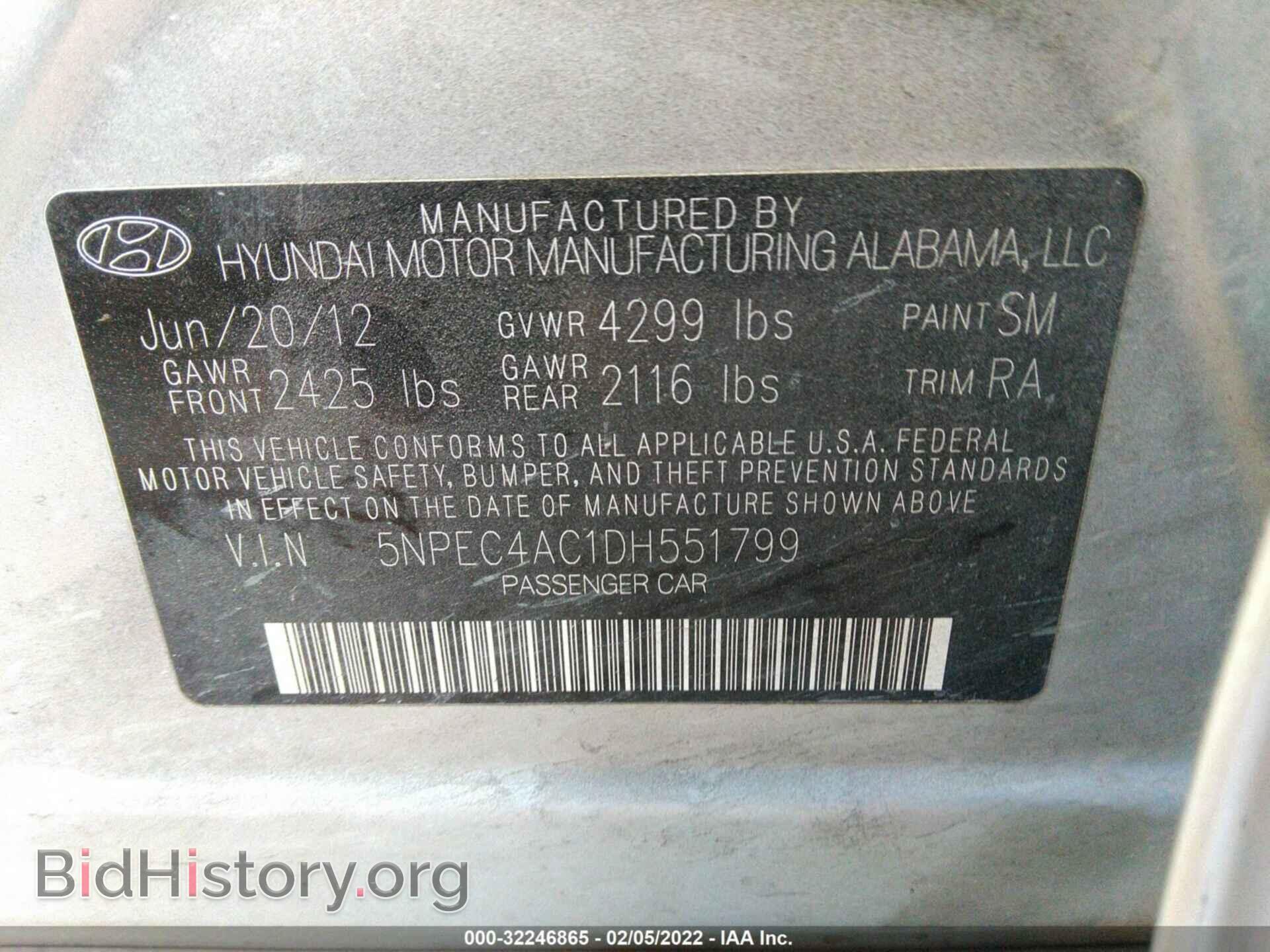 2013 HYUNDAI SONATA - VIN: 5NPEC4AC1DH551799 - Фото 9