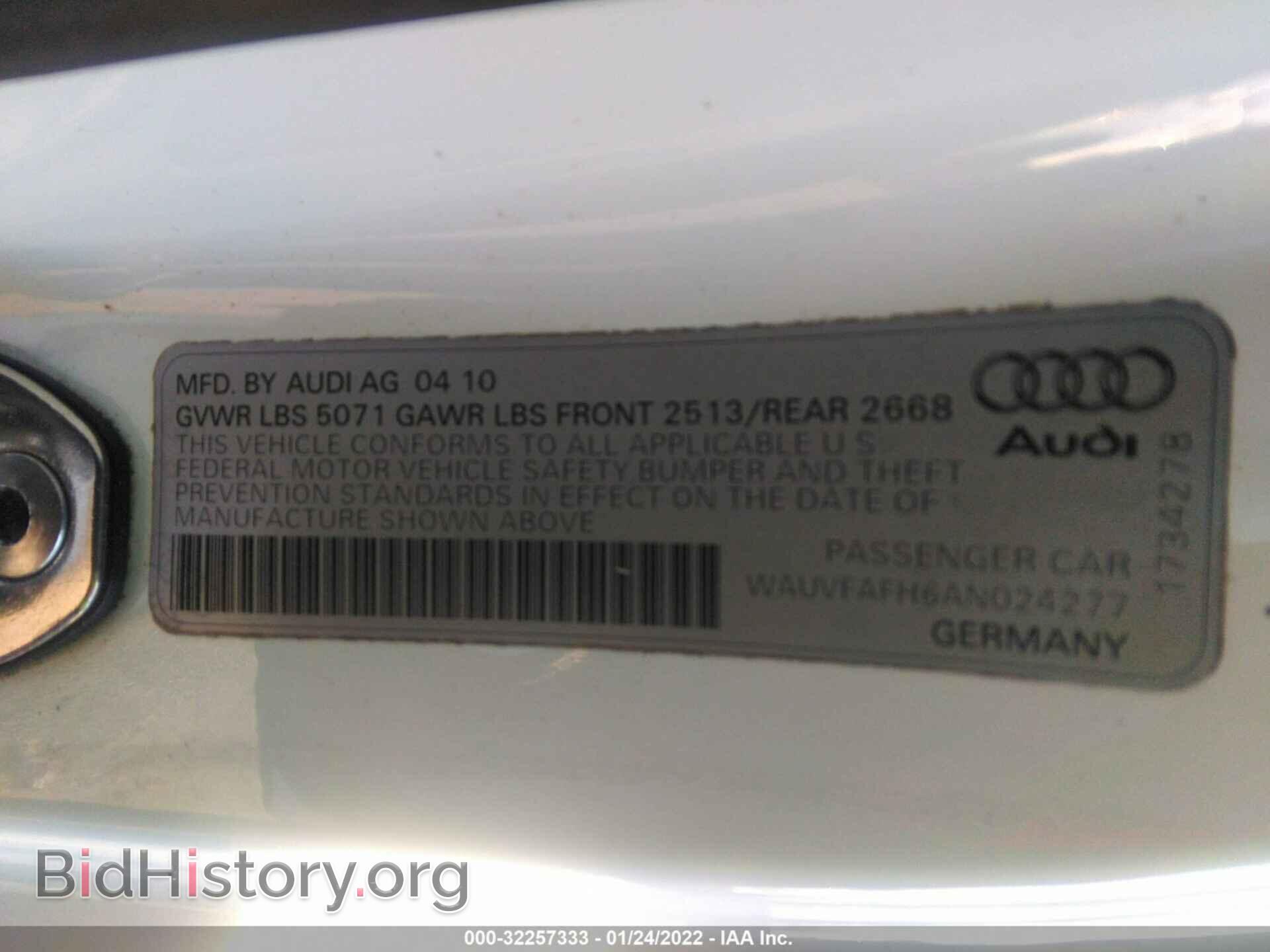 2010 AUDI A5 - VIN: WAUVFAFH6AN024277 - Фото 9