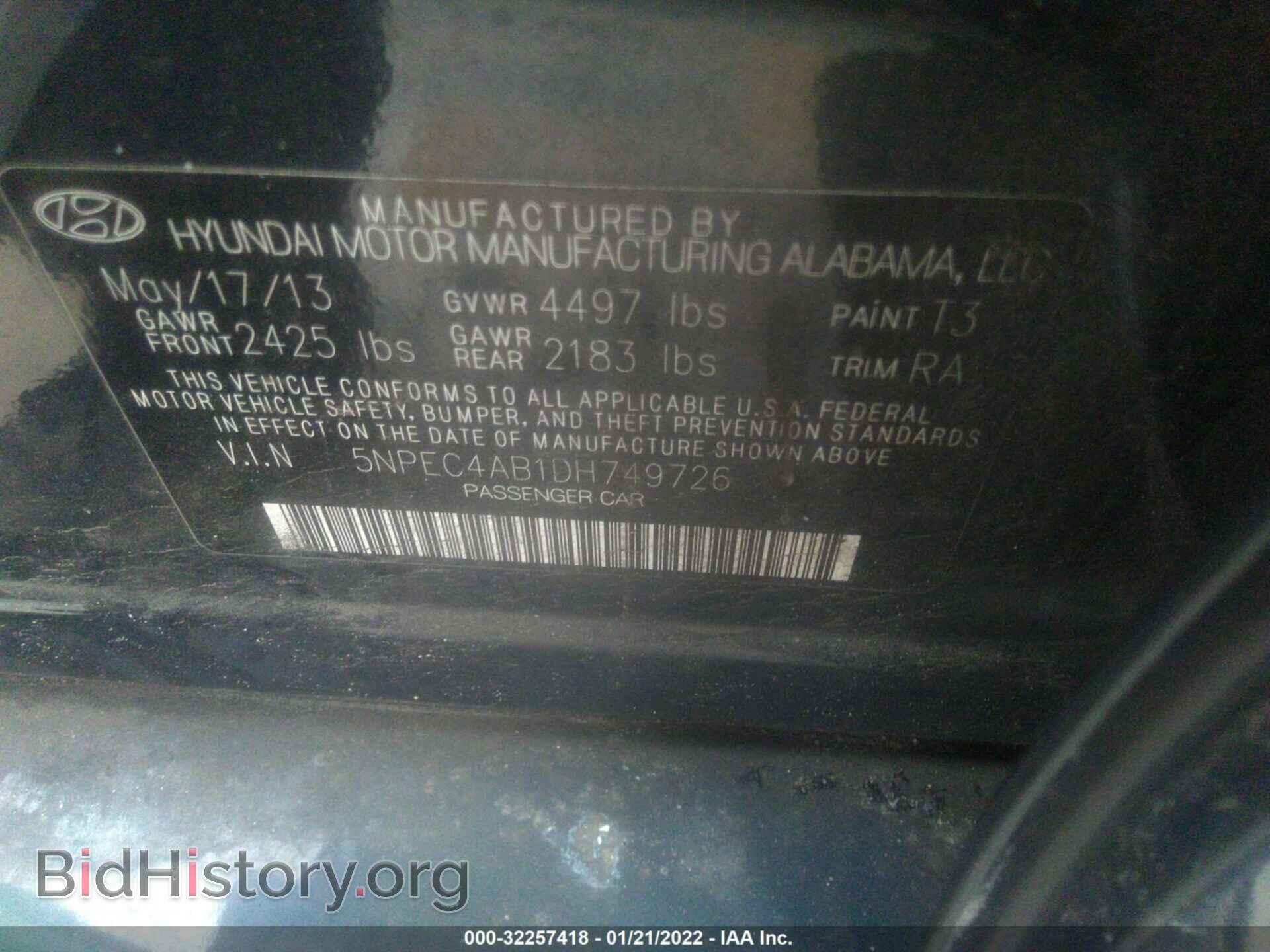 2013 HYUNDAI SONATA - VIN: 5NPEC4AB1DH749726 - Фото 9