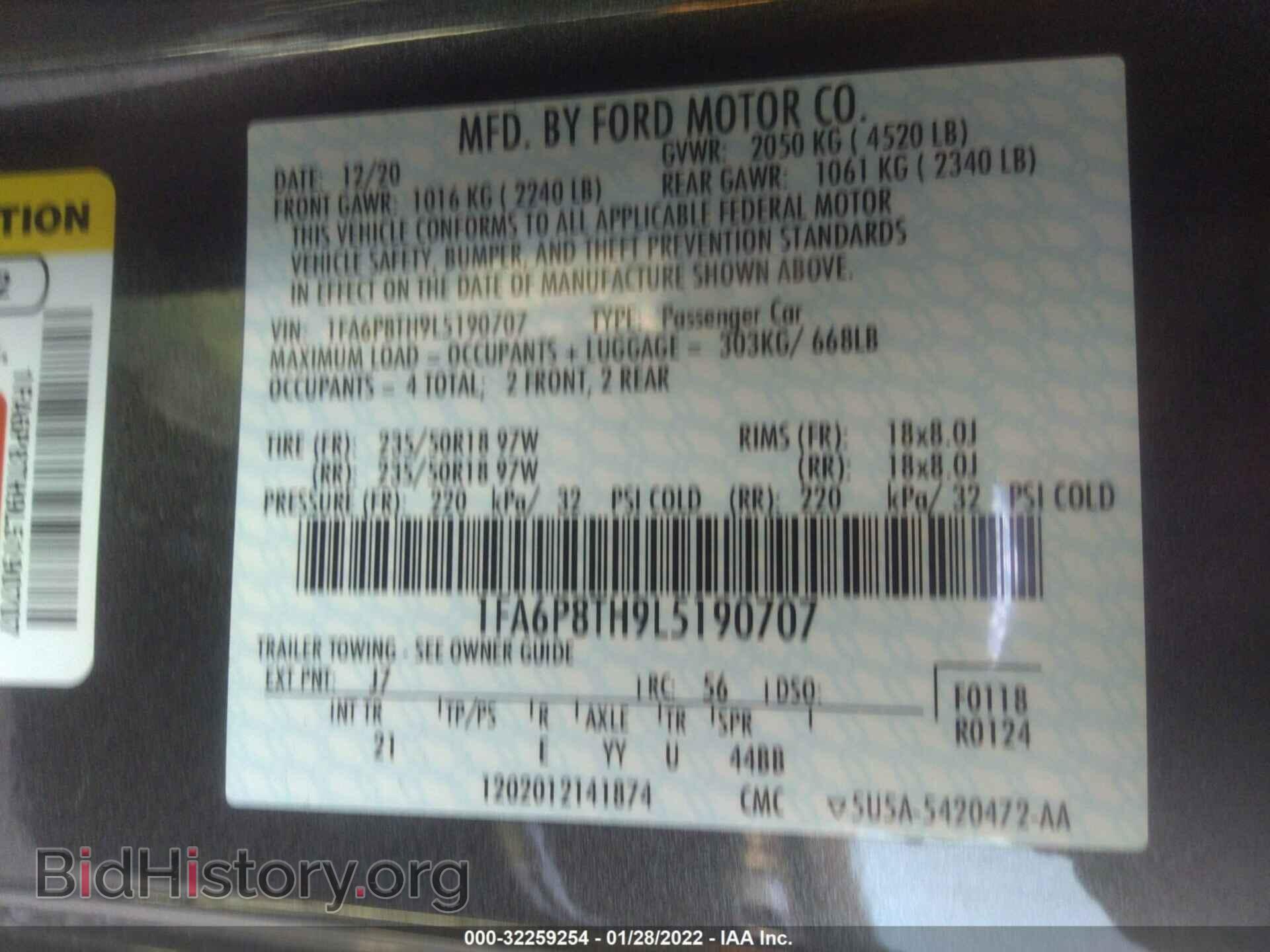 2020 FORD MUSTANG - VIN: 1FA6P8TH9L5190707 - Фото 9