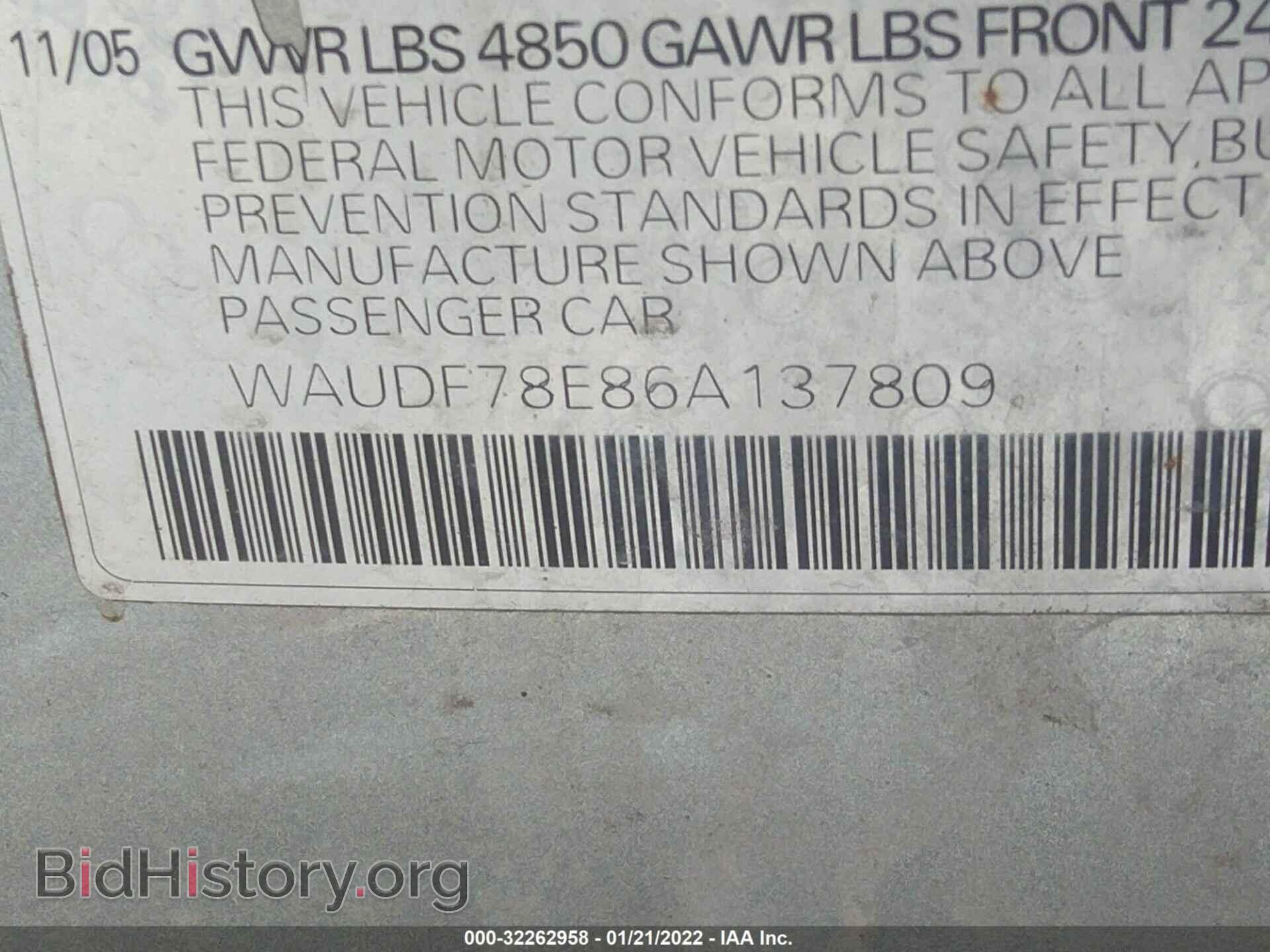 2006 AUDI A4 - VIN: WAUDF78E86A137809 - Photo 9