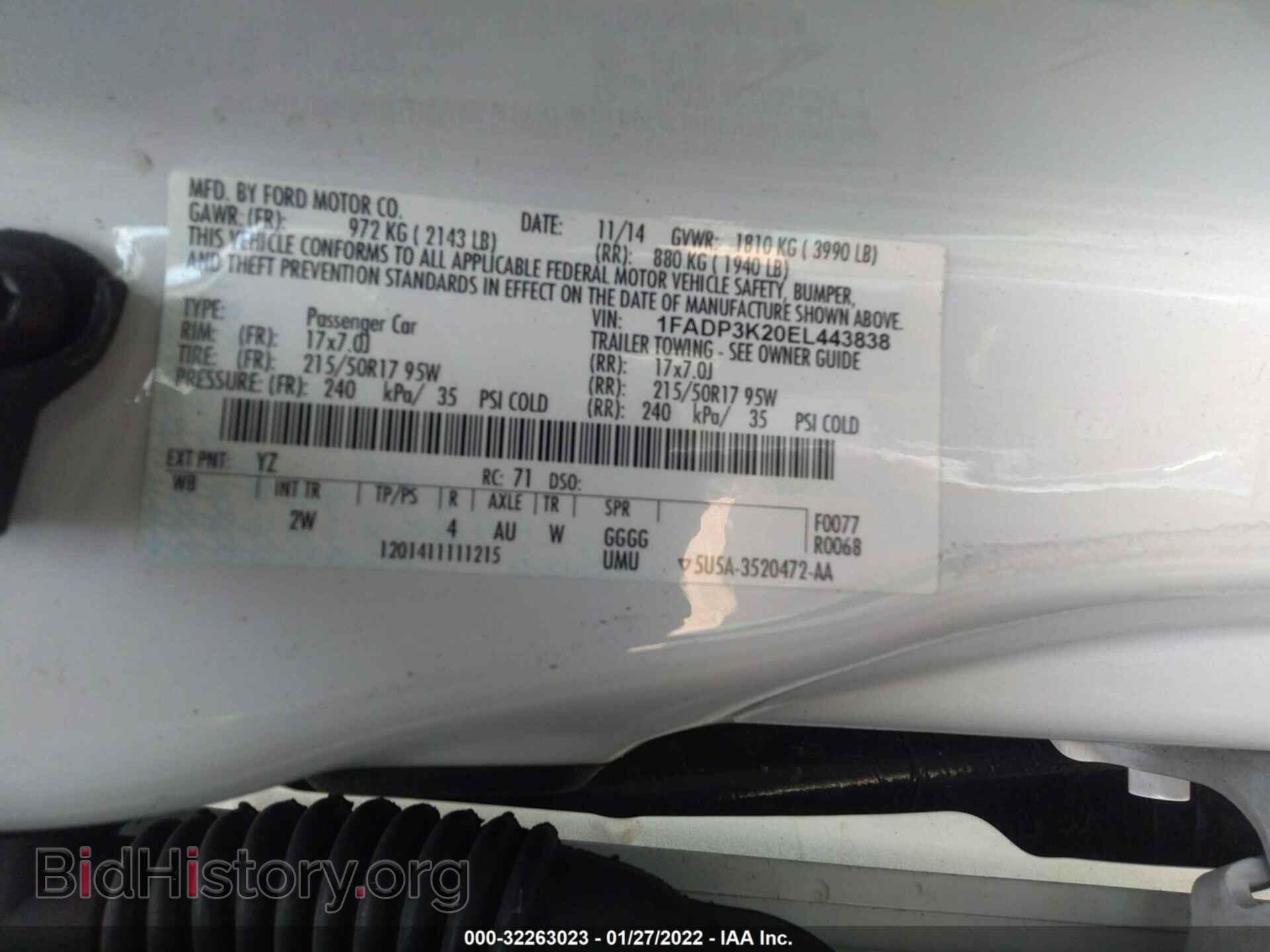 2014 FORD FOCUS - VIN: 1FADP3K20EL443838 - Фото 9