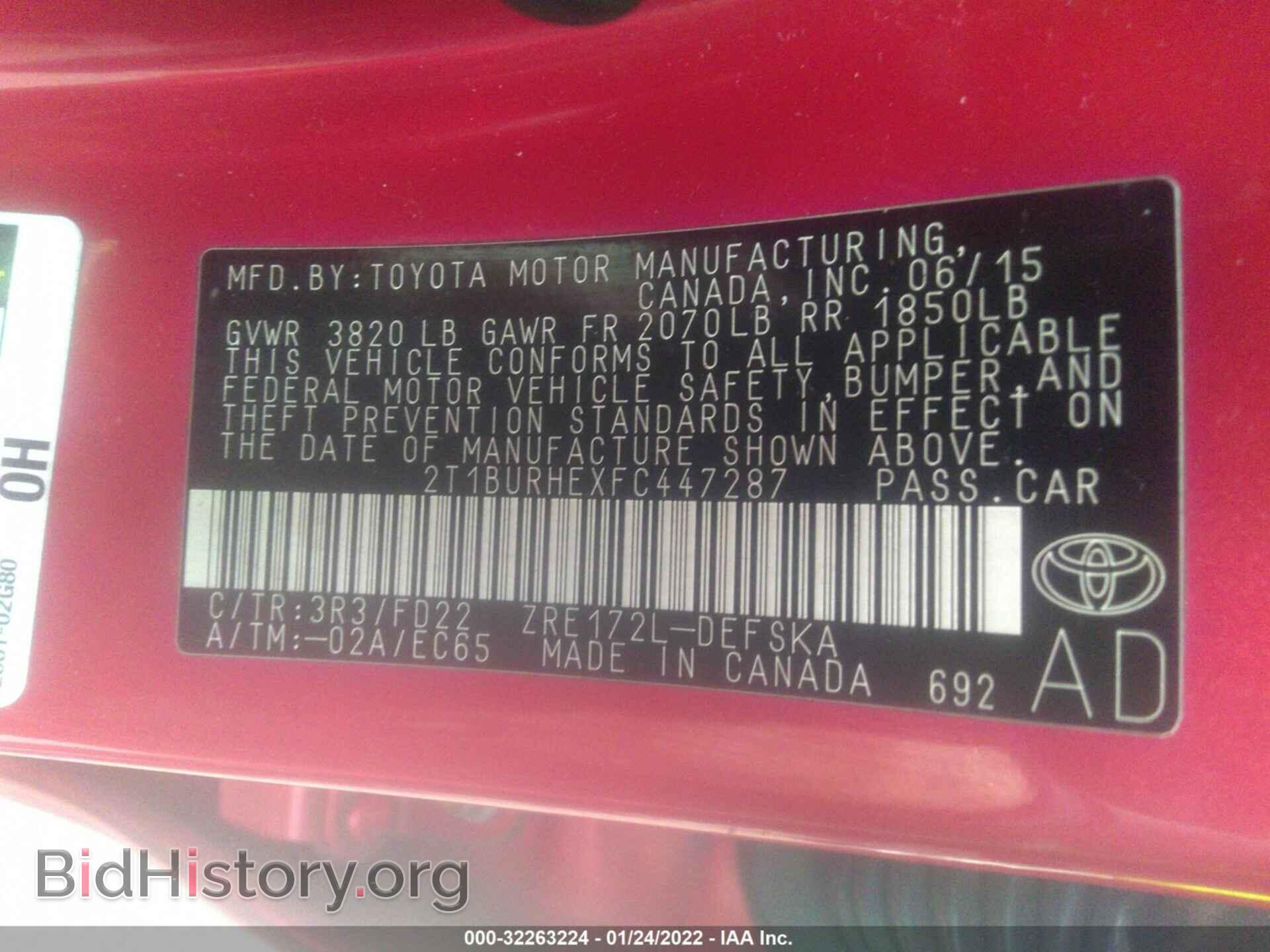 2015 TOYOTA COROLLA - VIN: 2T1BURHEXFC447287 - Photo 9