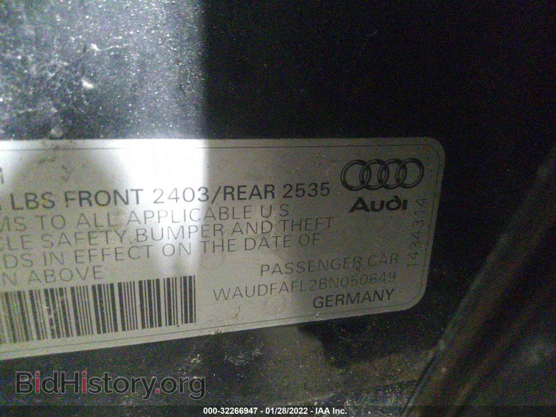 2011 AUDI A4 - VIN: WAUDFAFL2BN050649 - Фото 9