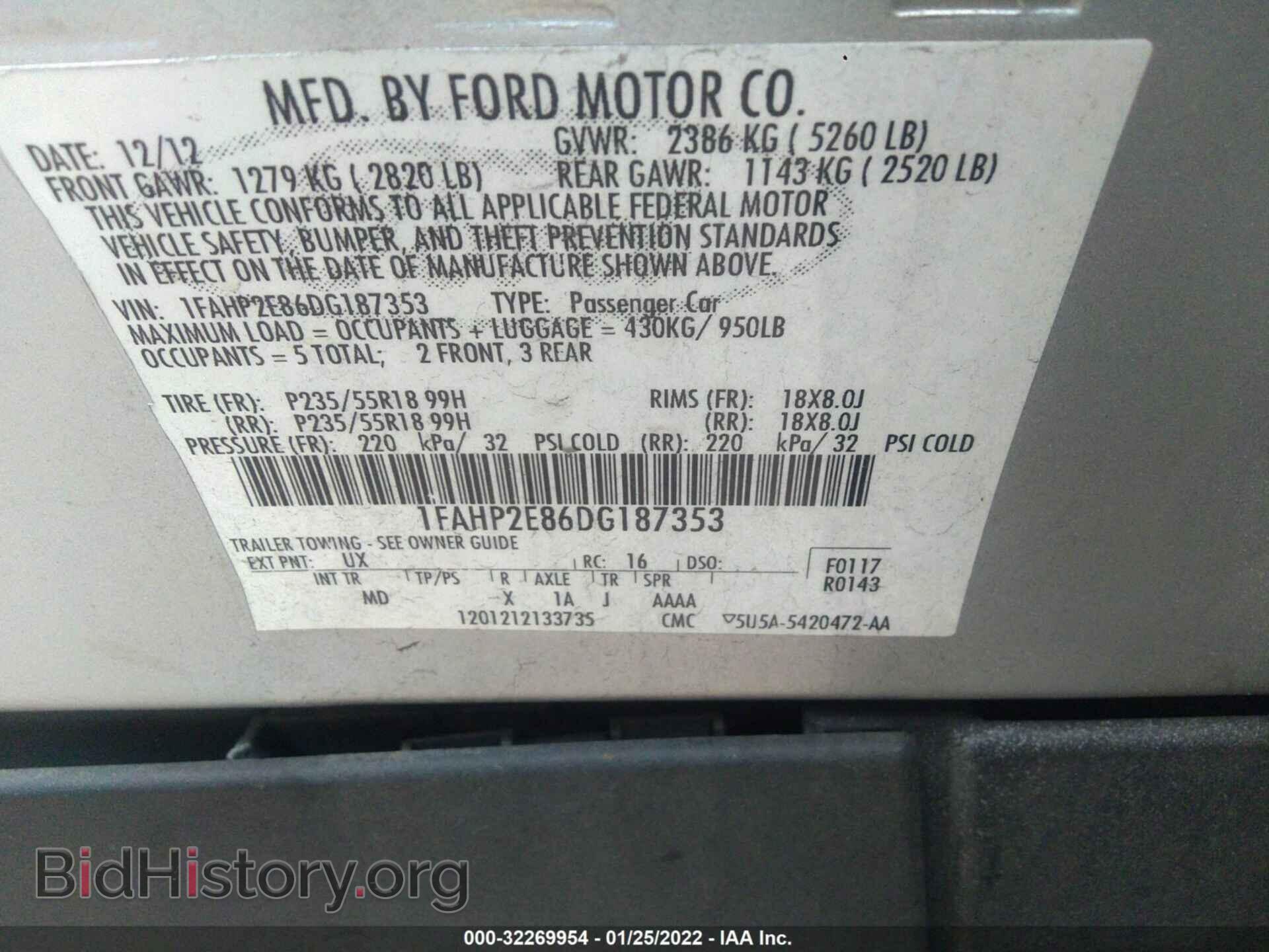 2013 FORD TAURUS - VIN: 1FAHP2E86DG187353 - Photo 9