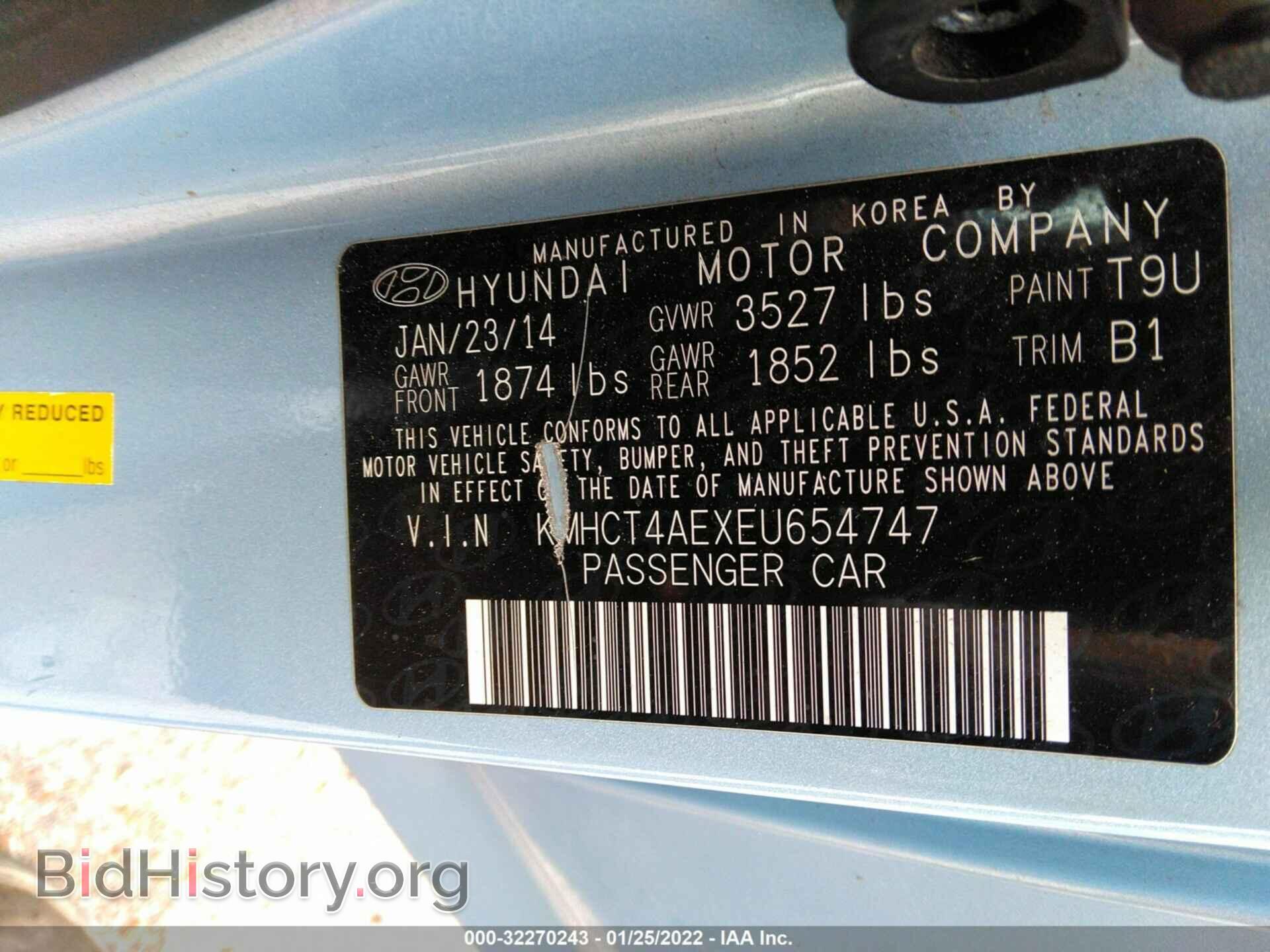 2014 HYUNDAI ACCENT - VIN: KMHCT4AEXEU654747 - Фото 9