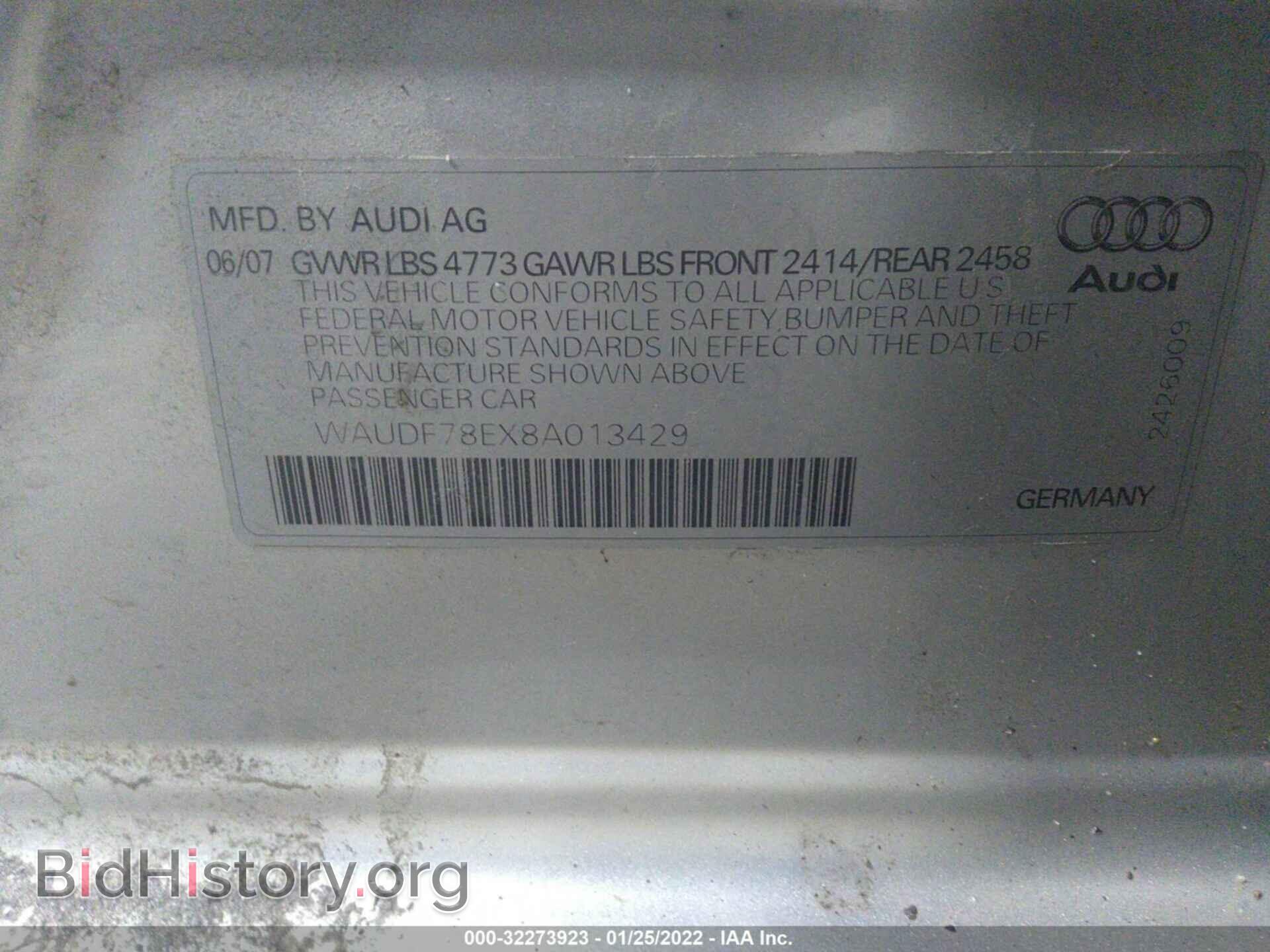 2008 AUDI A4 - VIN: WAUDF78EX8A013429 - Фото 9