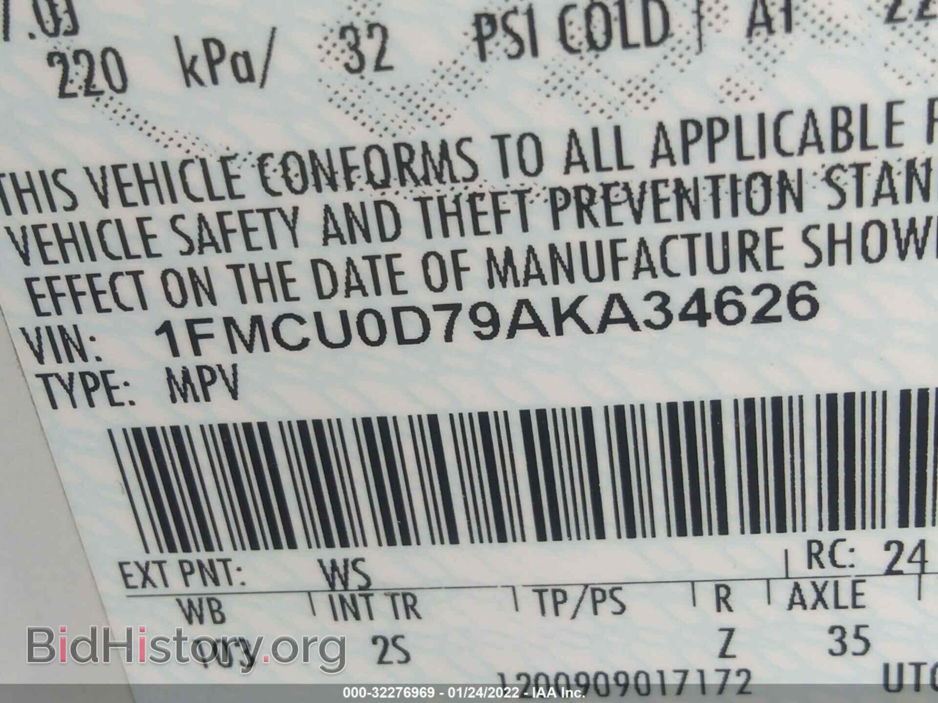 2010 FORD ESCAPE - VIN: 1FMCU0D79AKA34626 - Фото 9