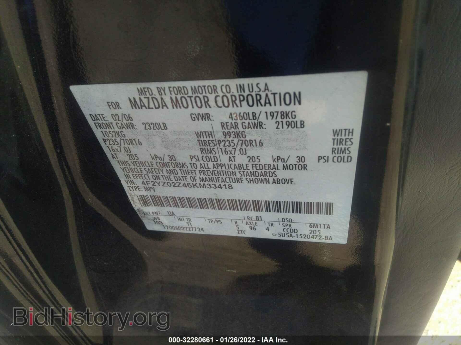 2006 MAZDA TRIBUTE - VIN: 4F2YZ02Z46KM33418 - Фото 9