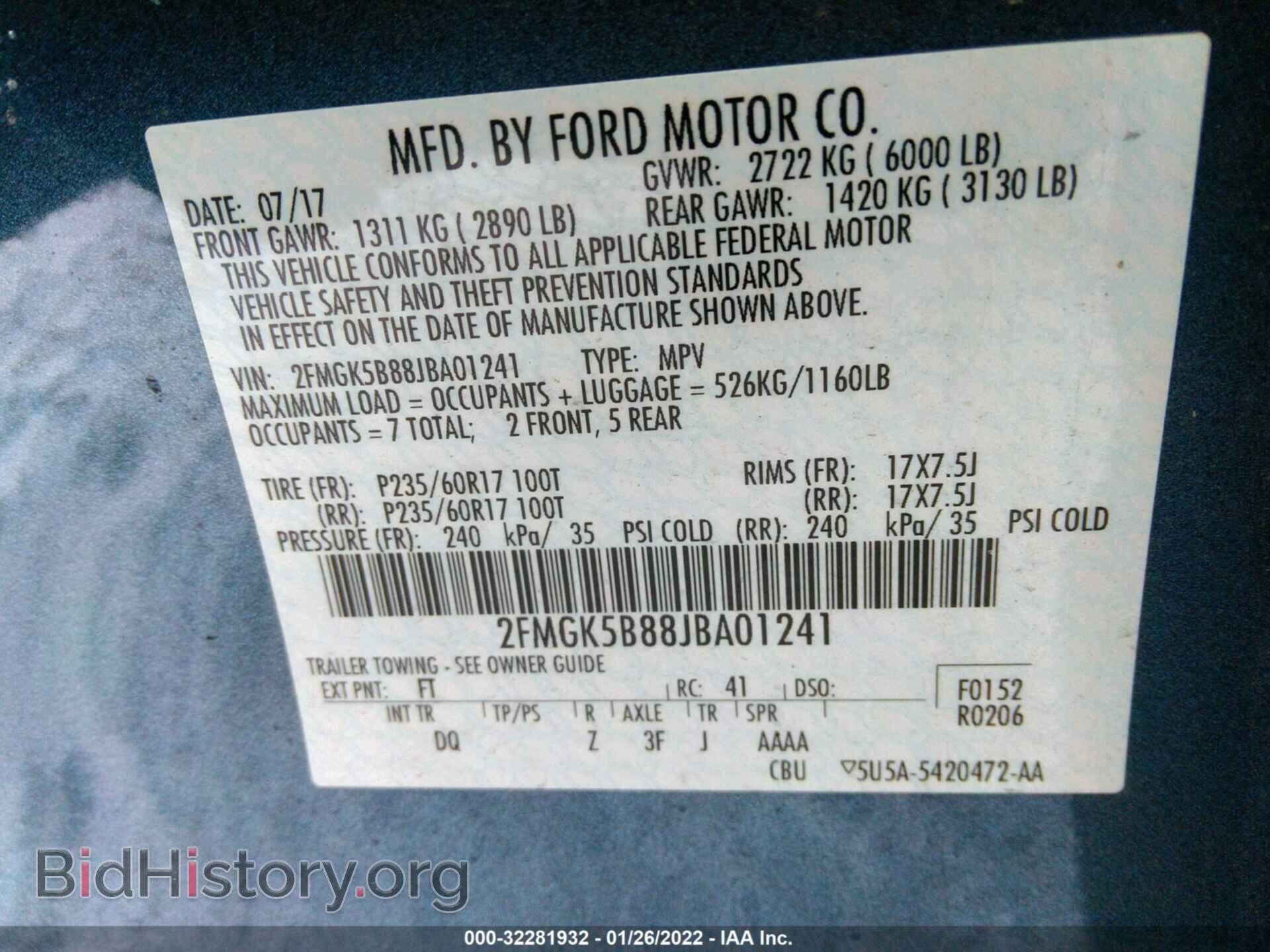 2018 FORD FLEX - VIN: 2FMGK5B88JBA01241 - Photo 9