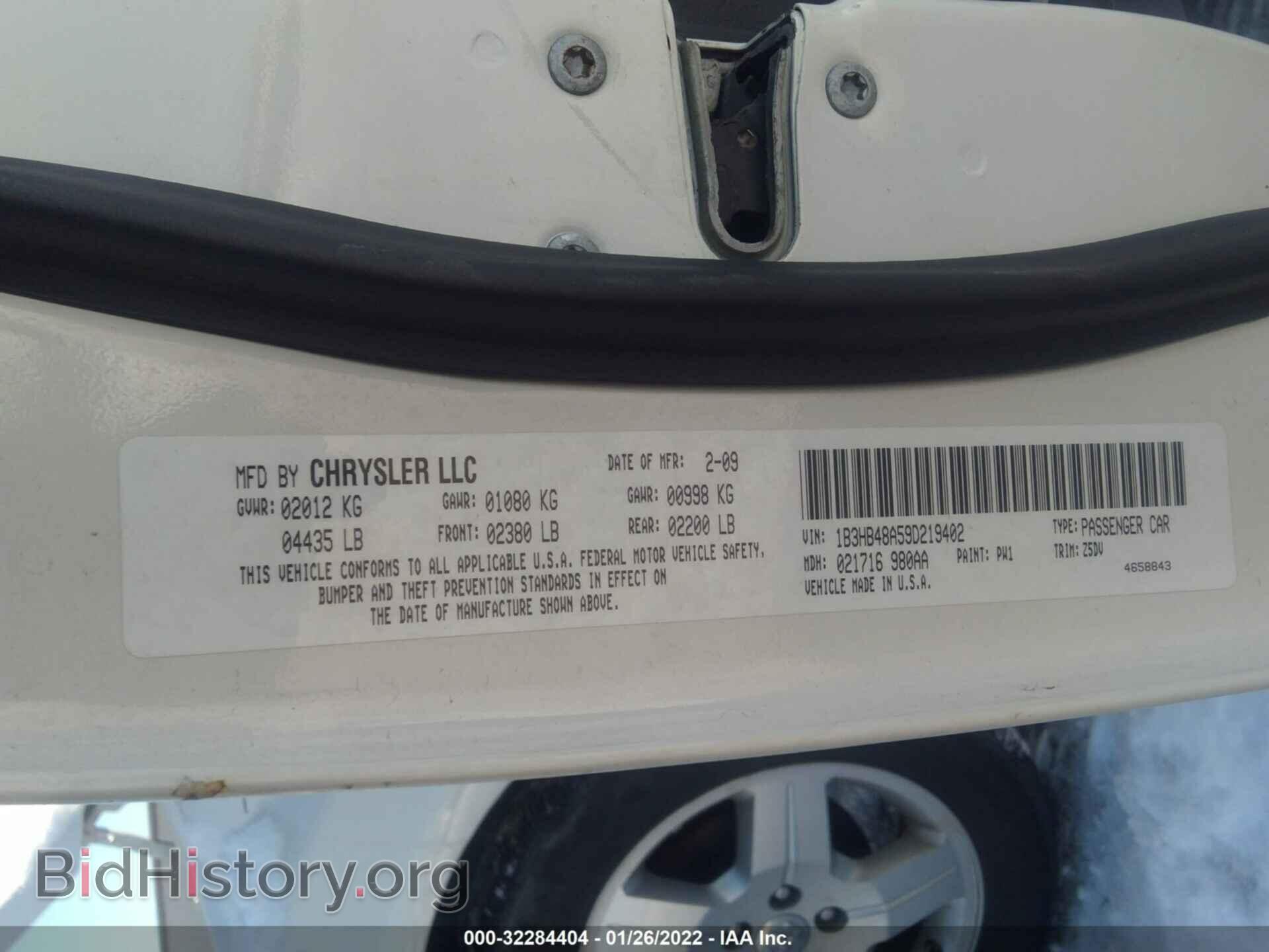 2009 DODGE CALIBER - VIN: 1B3HB48A59D219402 - Фото 9