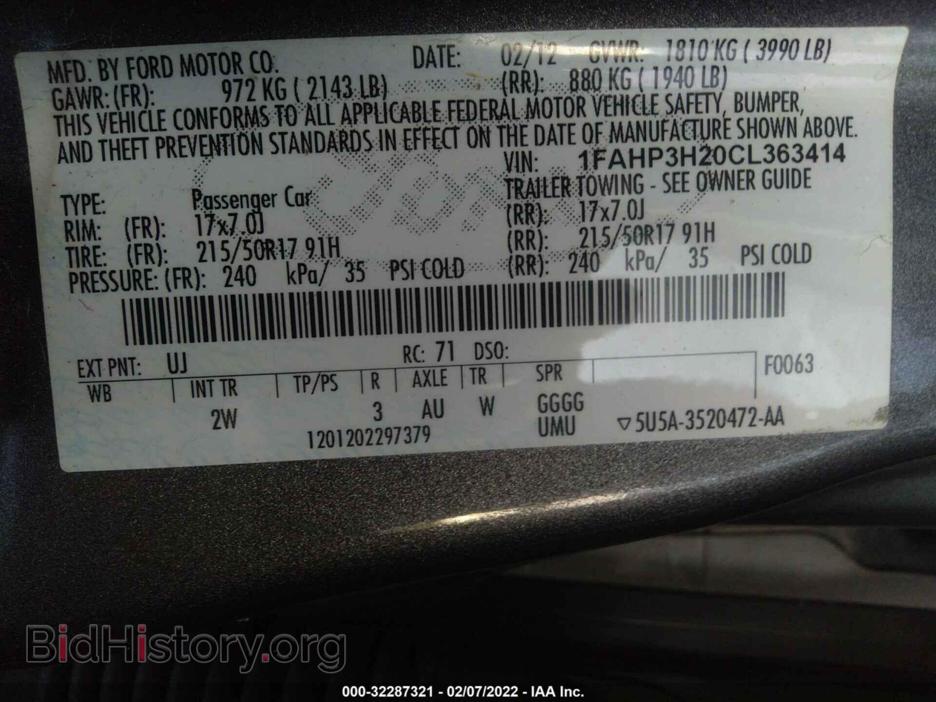 2012 FORD FOCUS - VIN: 1FAHP3H20CL363414 - Фото 9