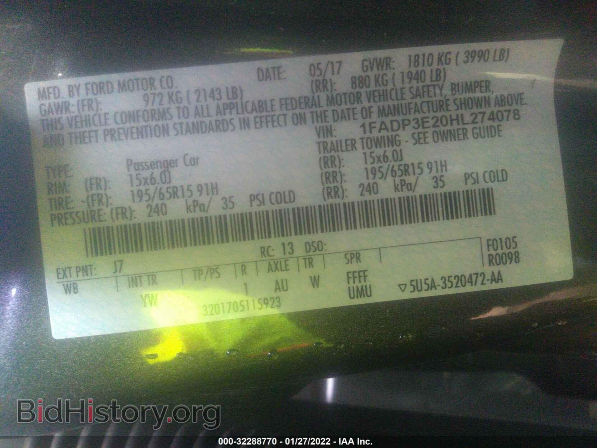 2017 FORD FOCUS - VIN: 1FADP3E20HL274078 - Фото 9