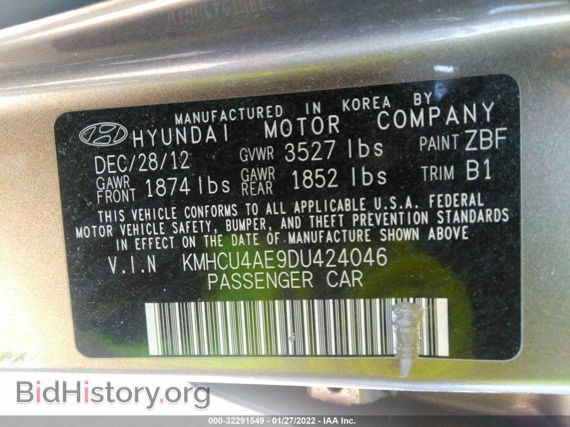2013 HYUNDAI ACCENT - VIN: KMHCU4AE9DU424046 - Фото 9